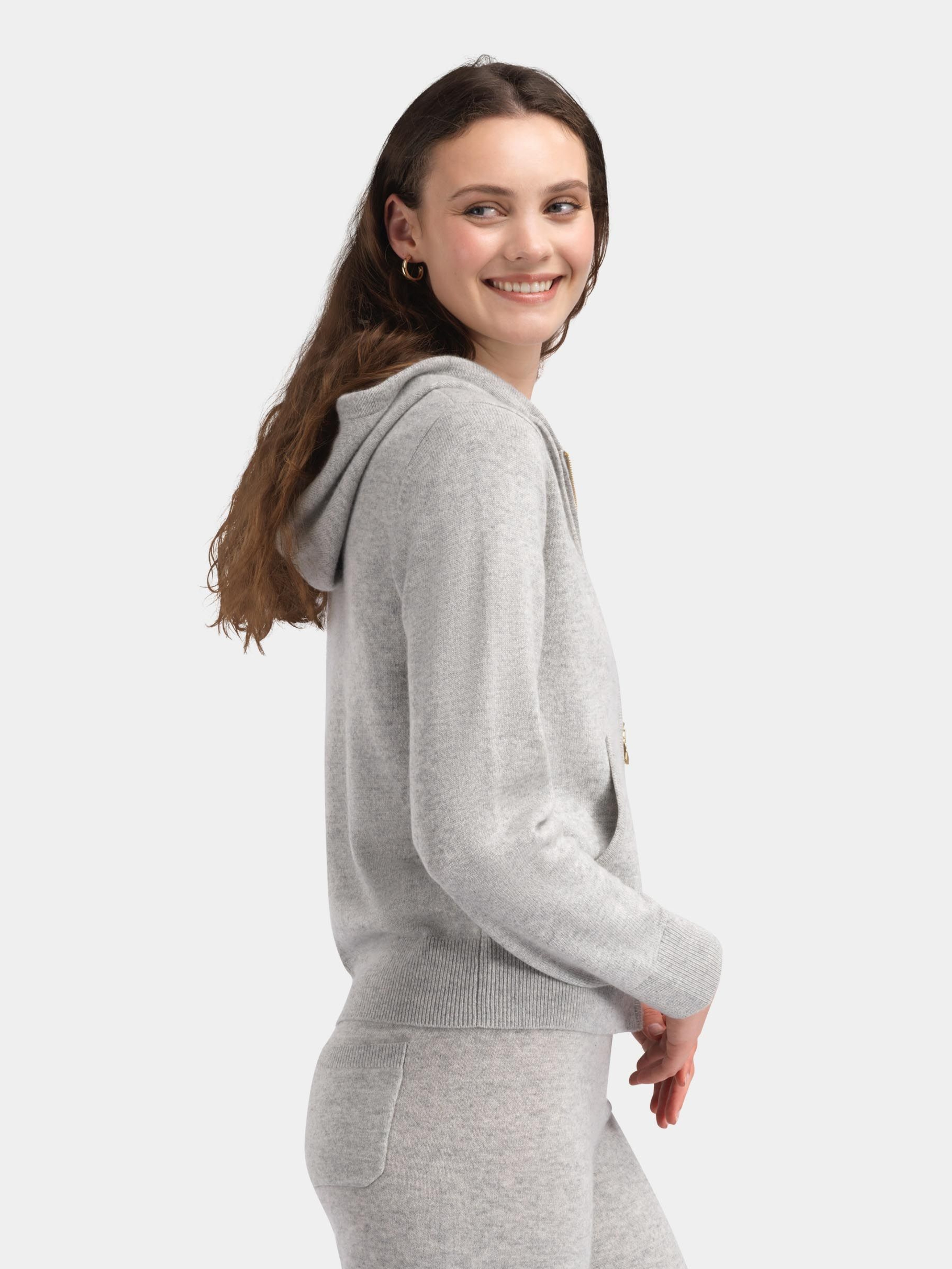 Stortoppen Cashmere Hood Jacket Grey Melange