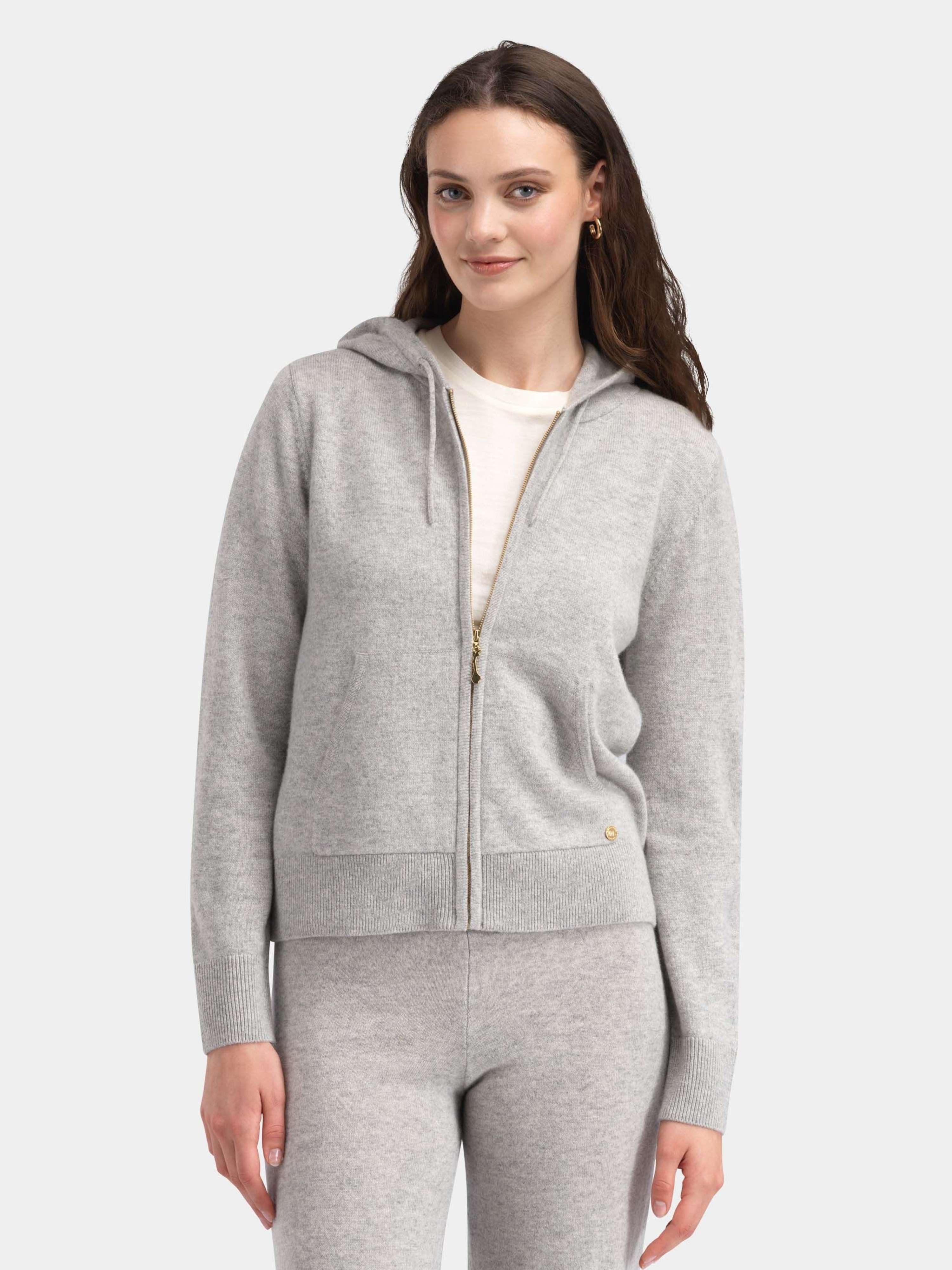 Stortoppen Cashmere Hood Jacket Grey Melange