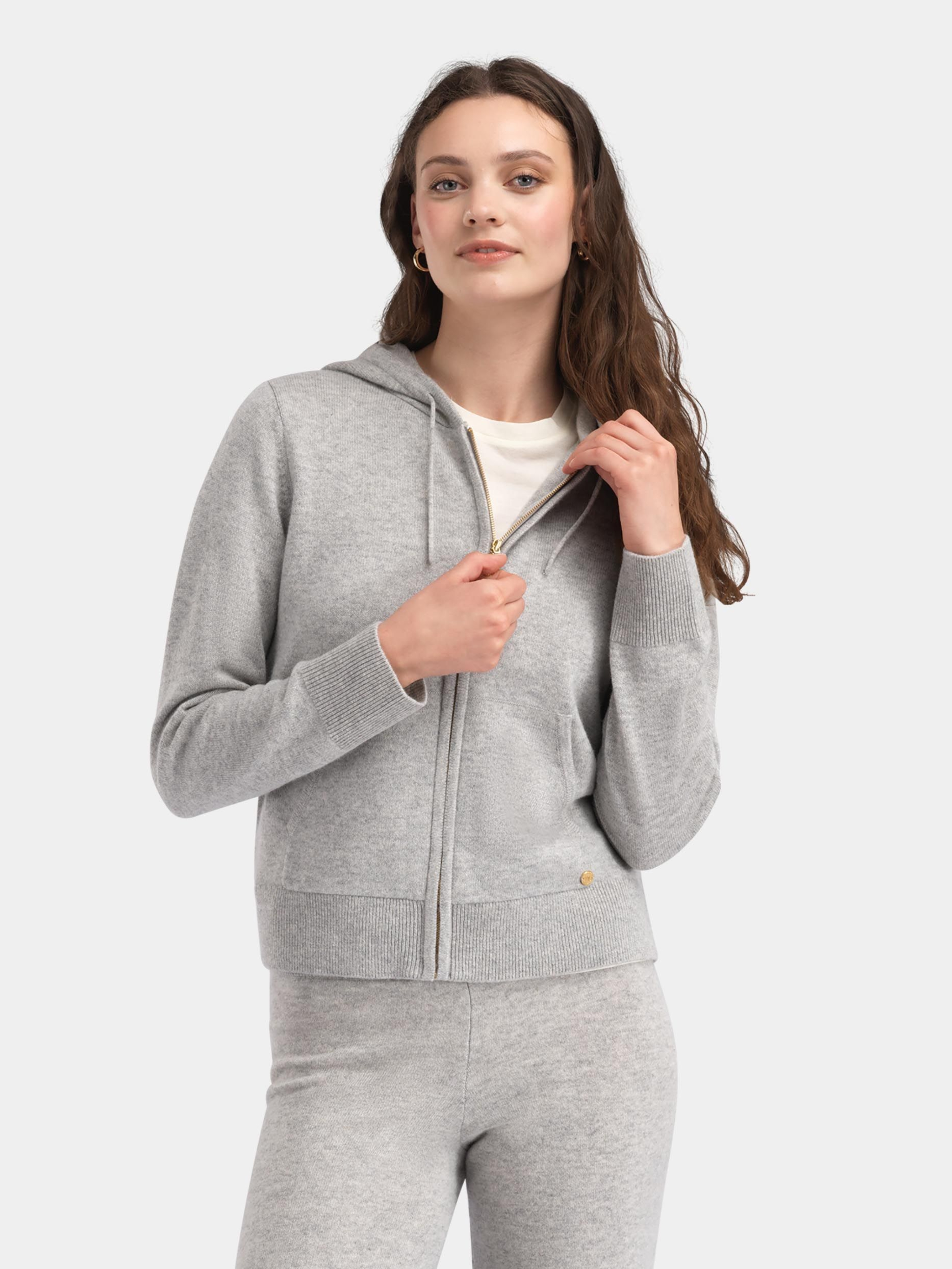 Stortoppen Cashmere Hood Jacket Grey Melange