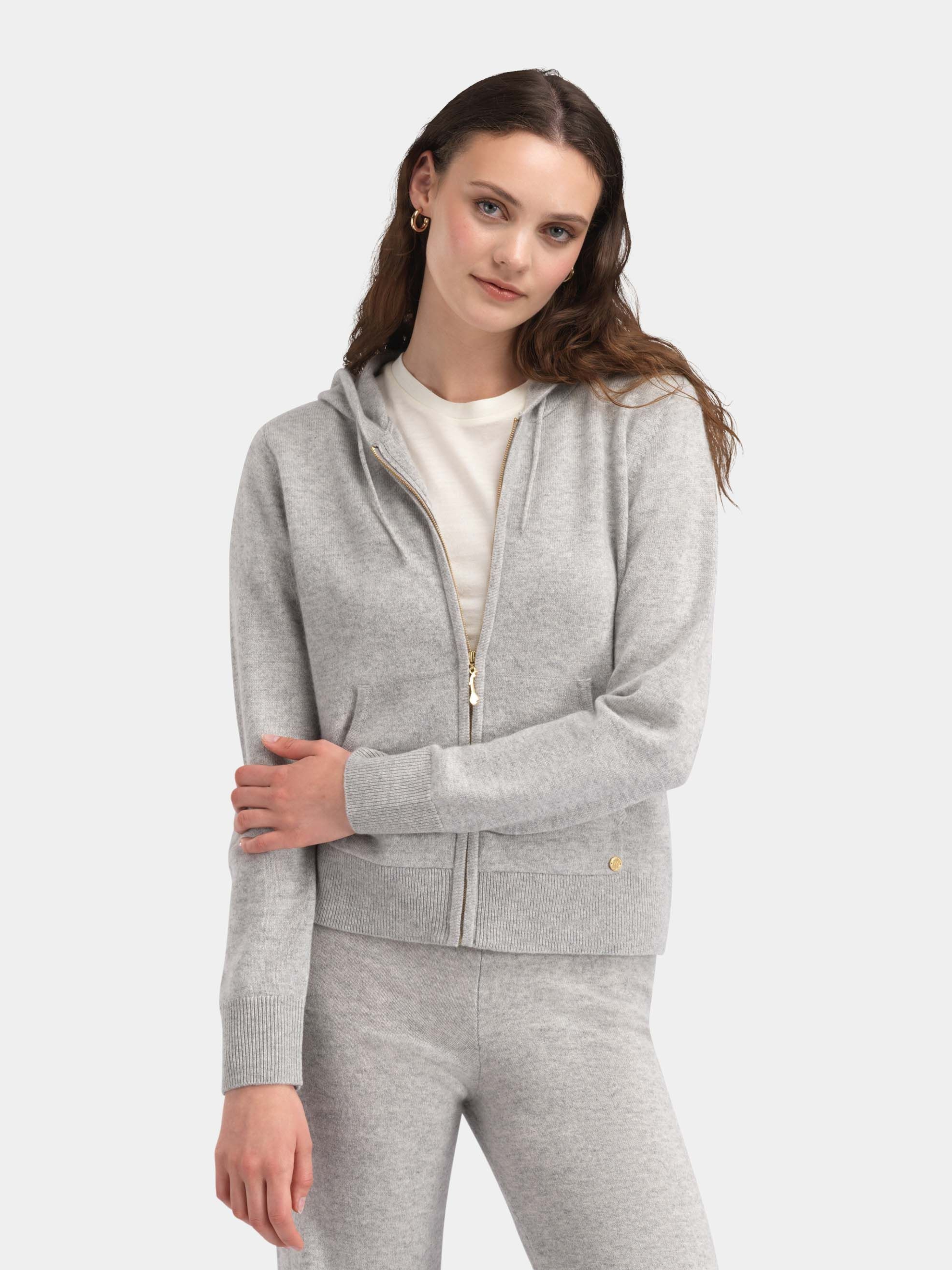 Stortoppen Cashmere Hood Jacket Grey Melange