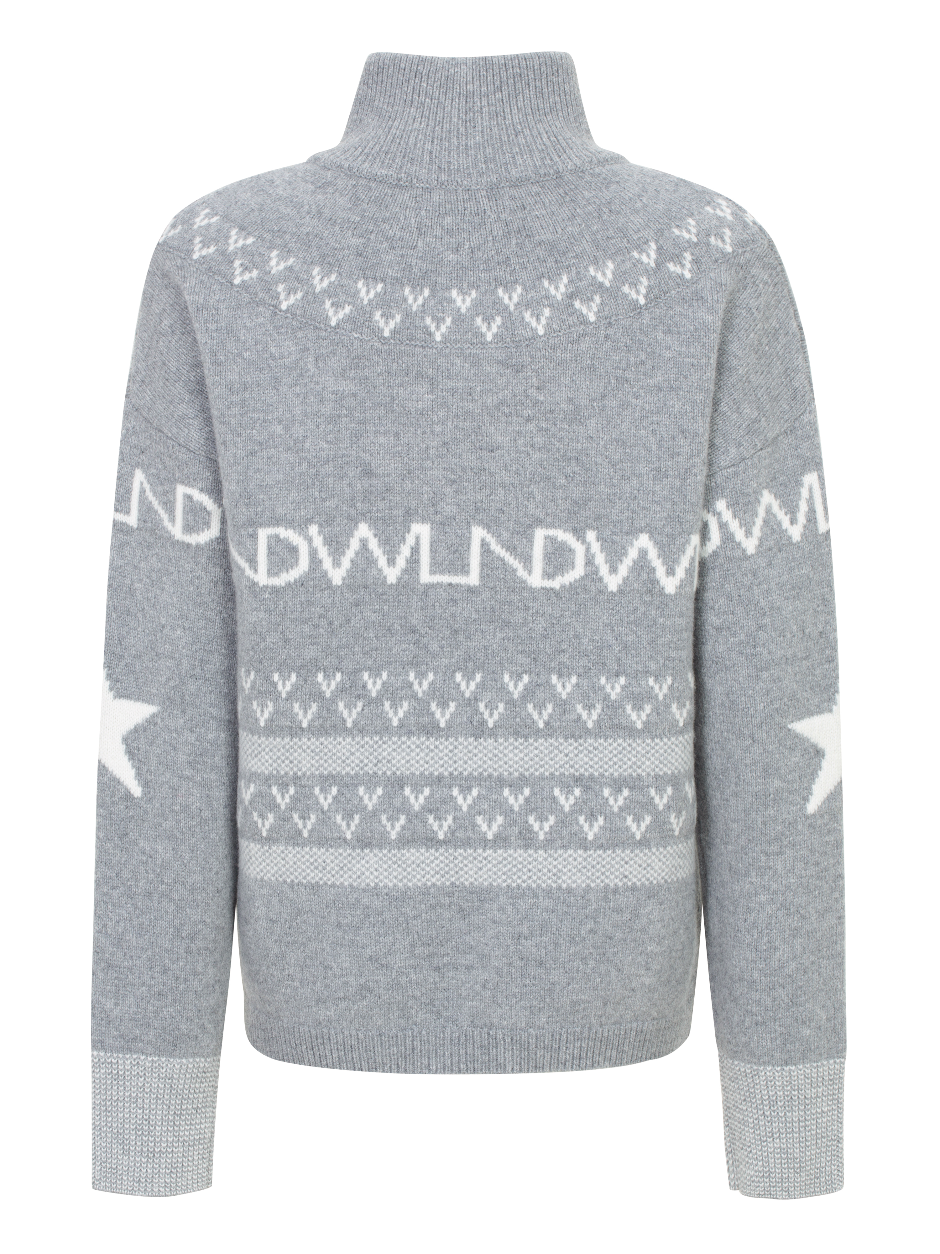Veslepiggen Jacquard Wool Sweater Light Grey Melange