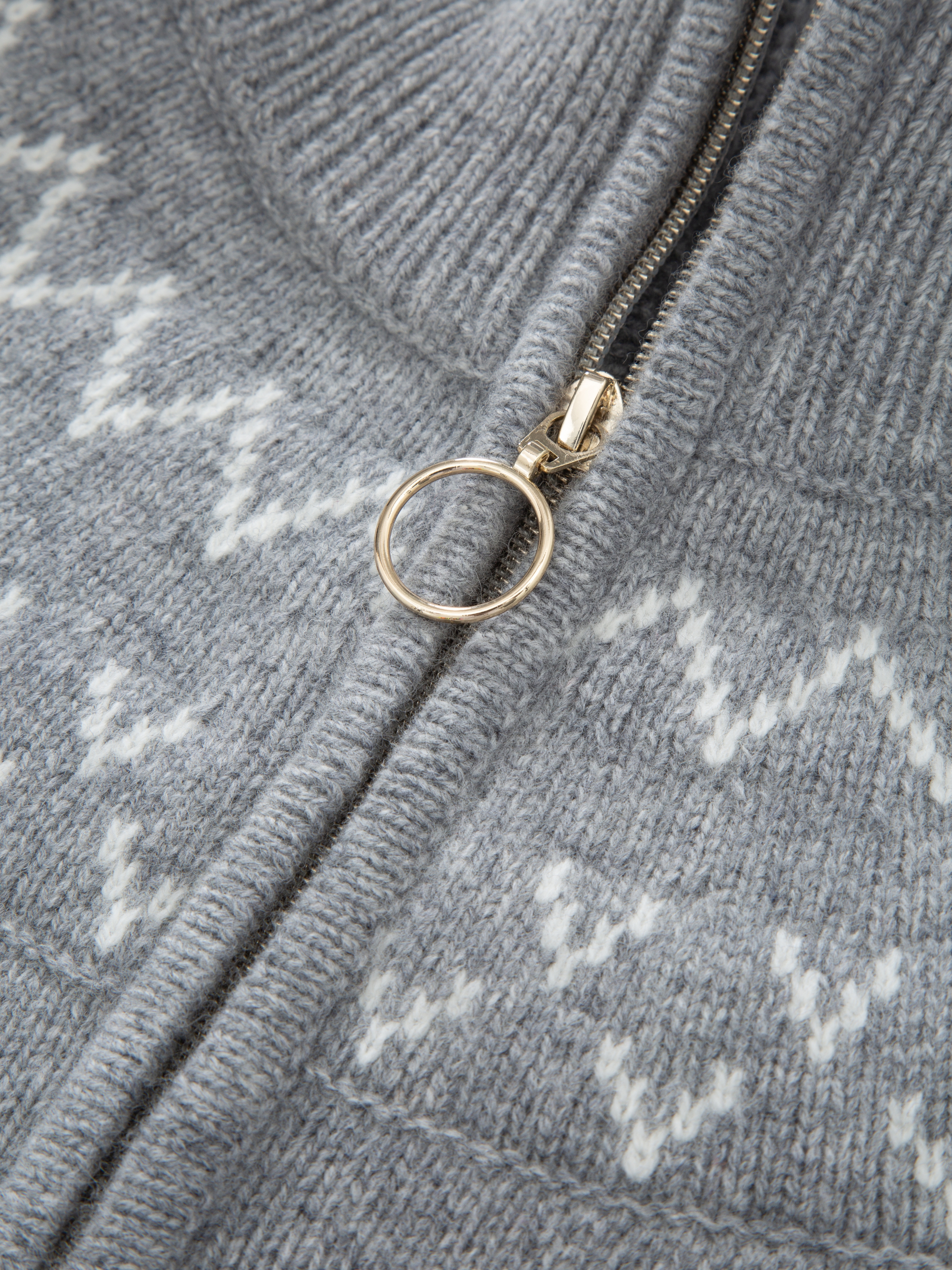 Veslepiggen Jacquard Wool Sweater Light Grey Melange