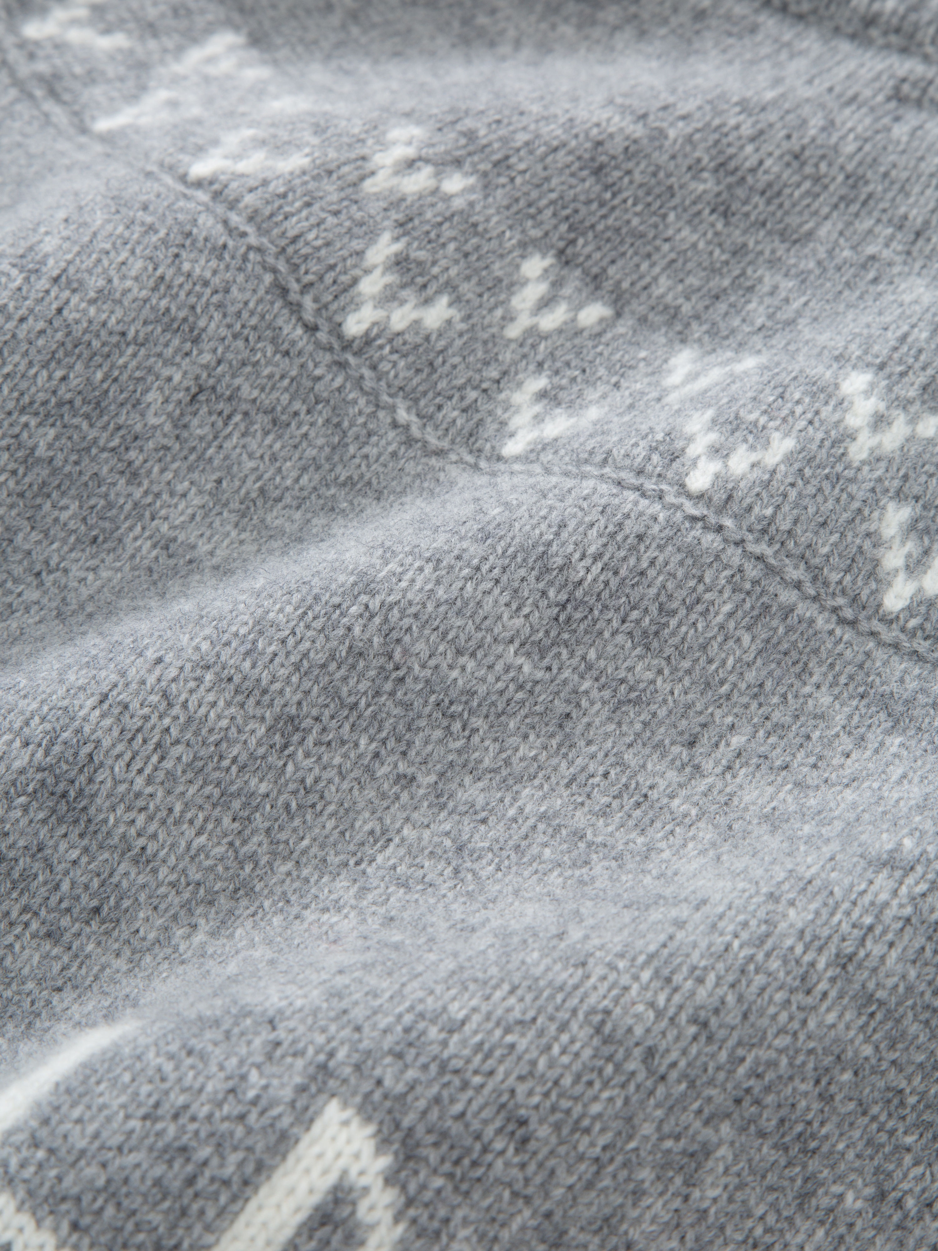 Veslepiggen Jacquard Wool Sweater Light Grey Melange