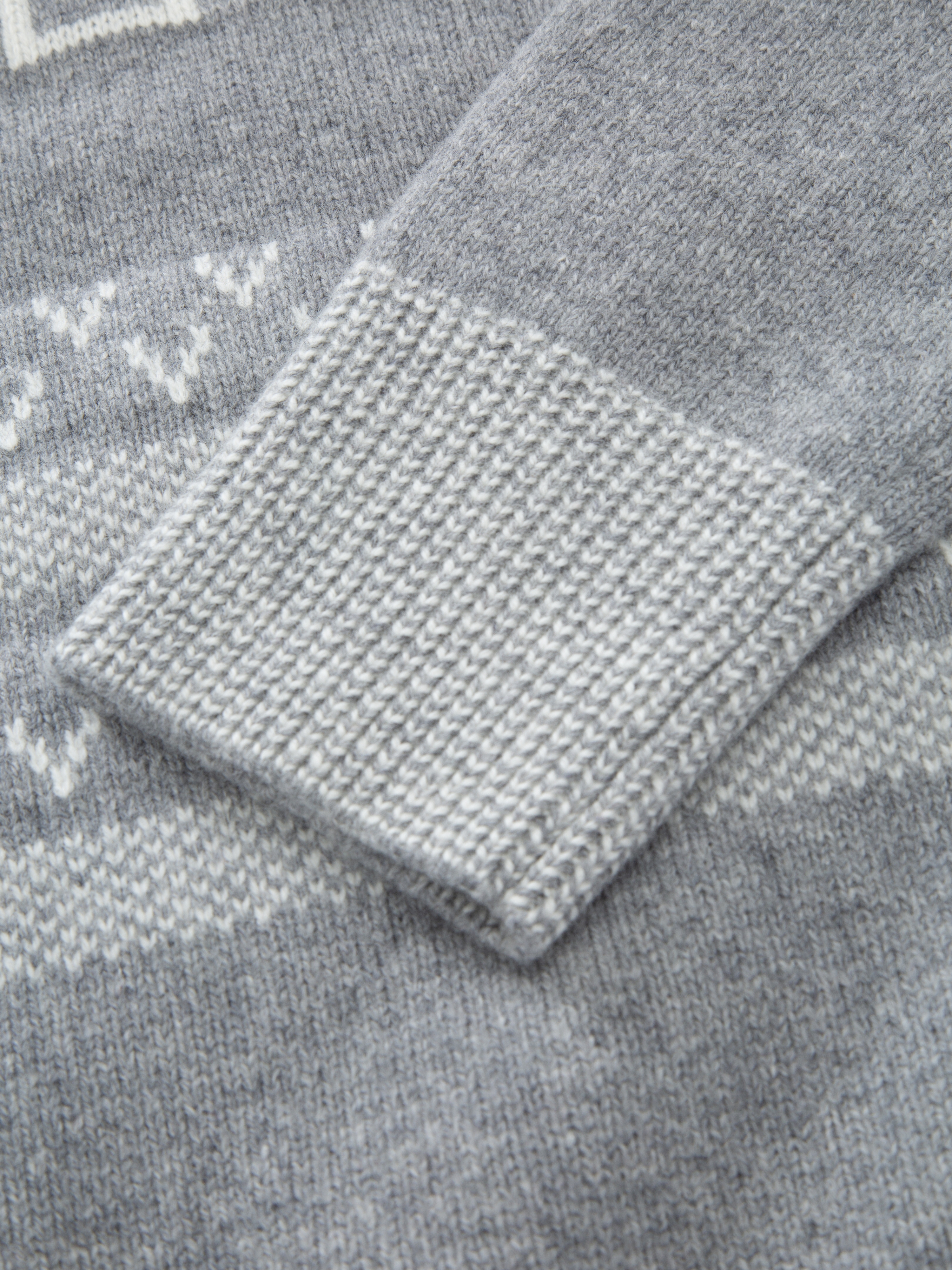 Veslepiggen Jacquard Wool Sweater Light Grey Melange