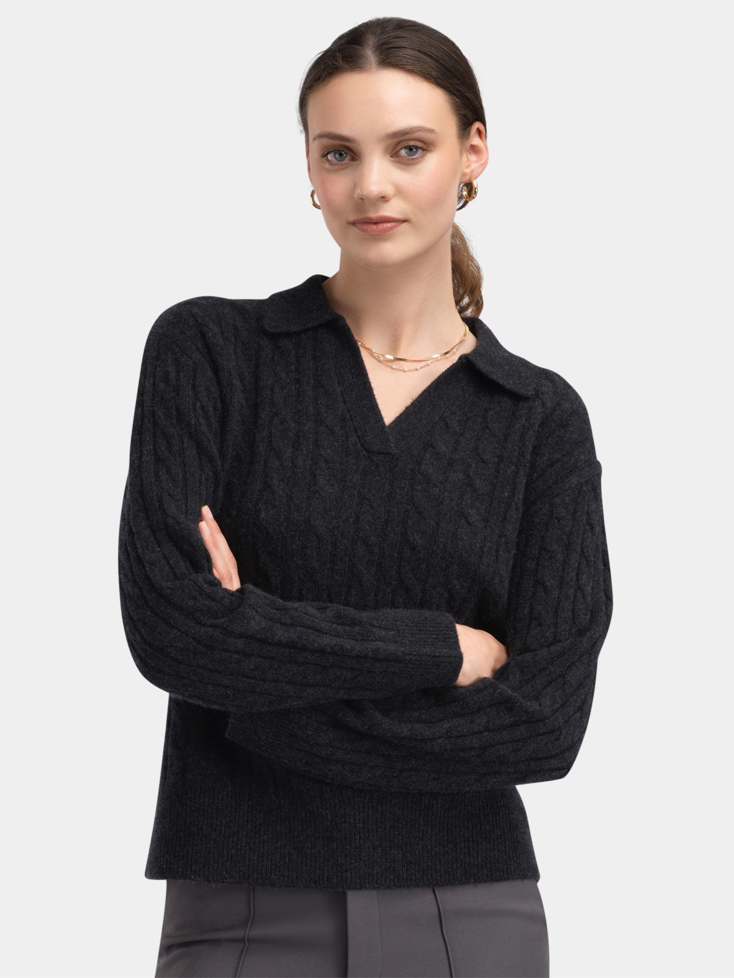 Vestli Kabelstrikket genser  Grey