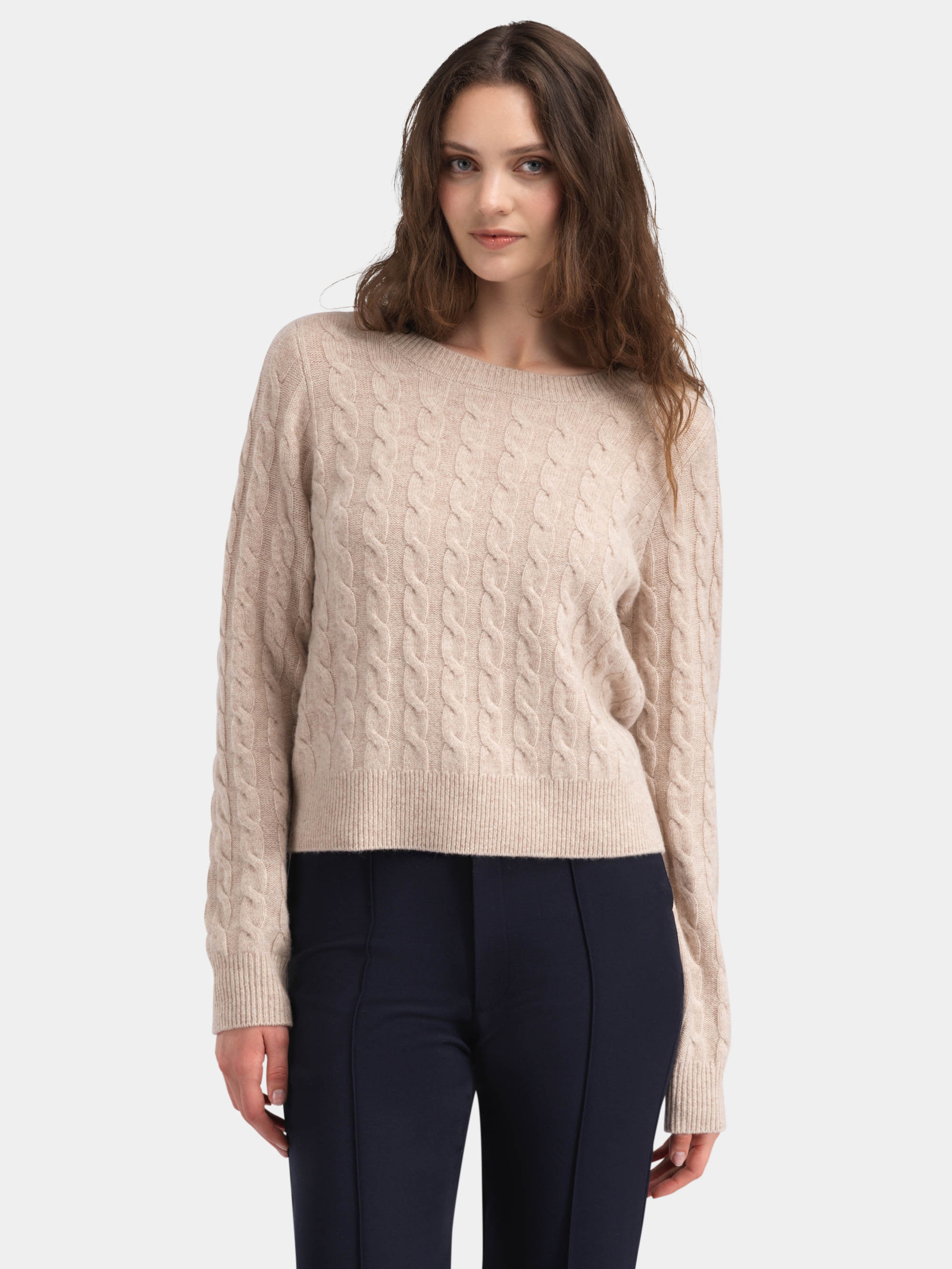 Vesttoppen Kabelstrikket genser Beige