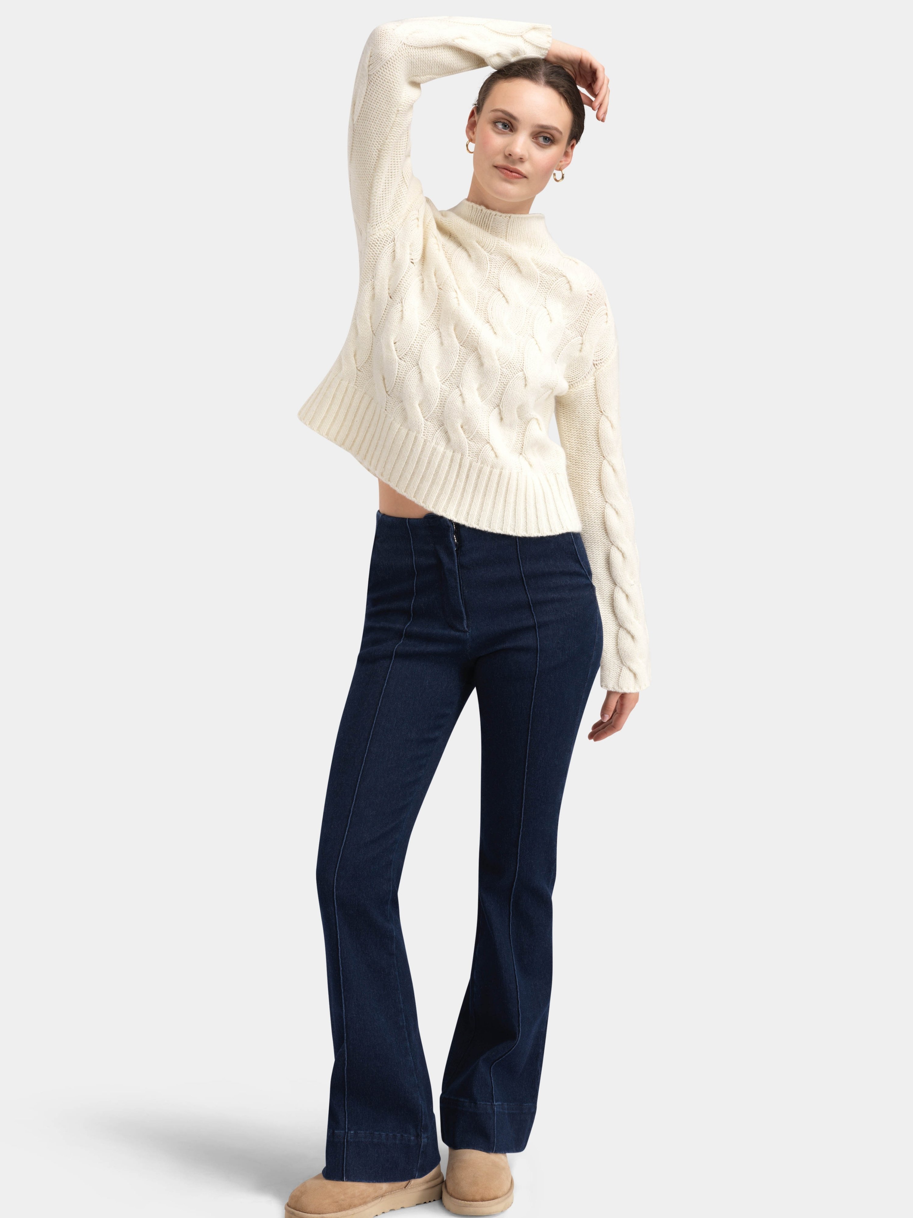 Vindfjellet Cable Sweater Woman White