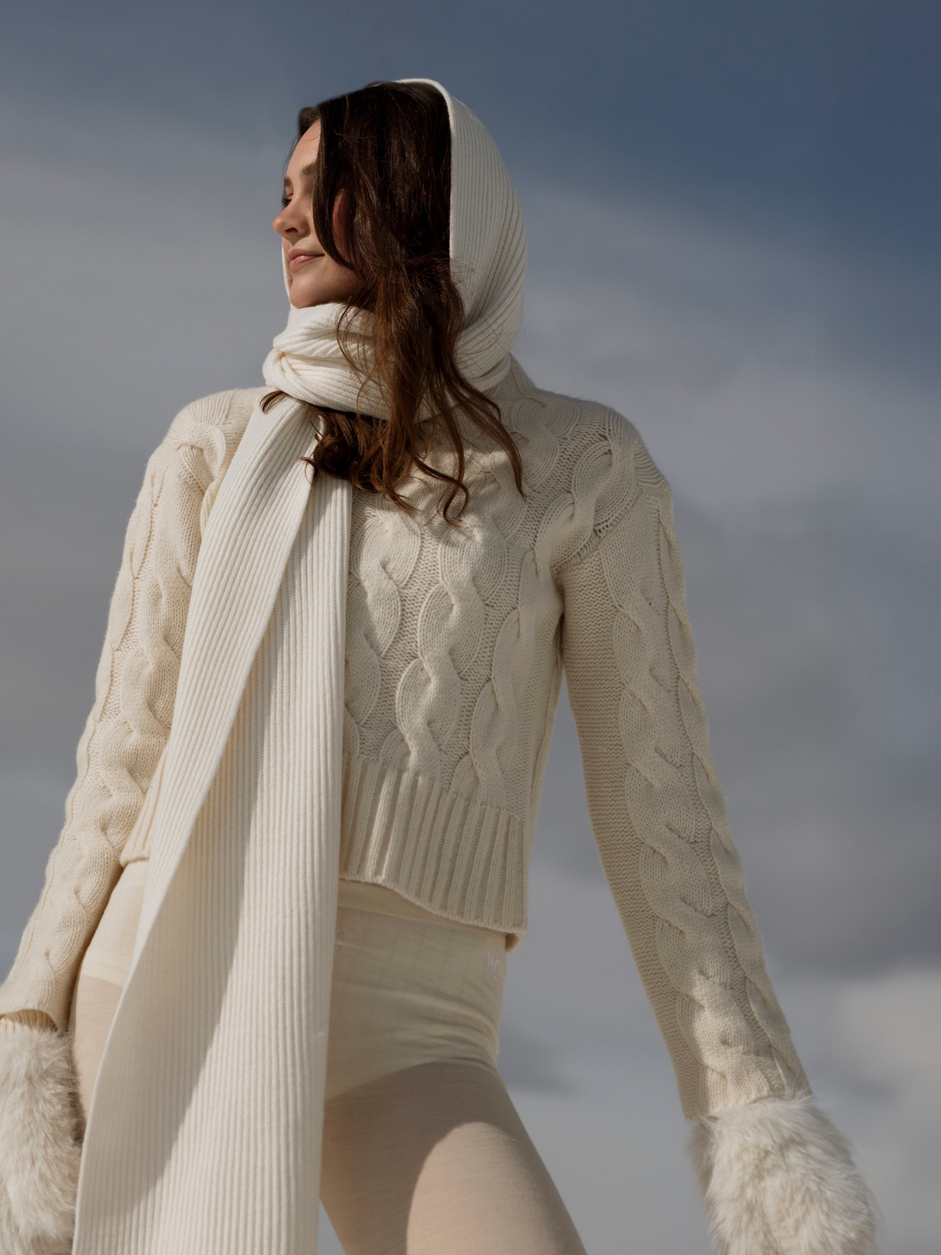 Vindfjellet Cable Sweater Woman White