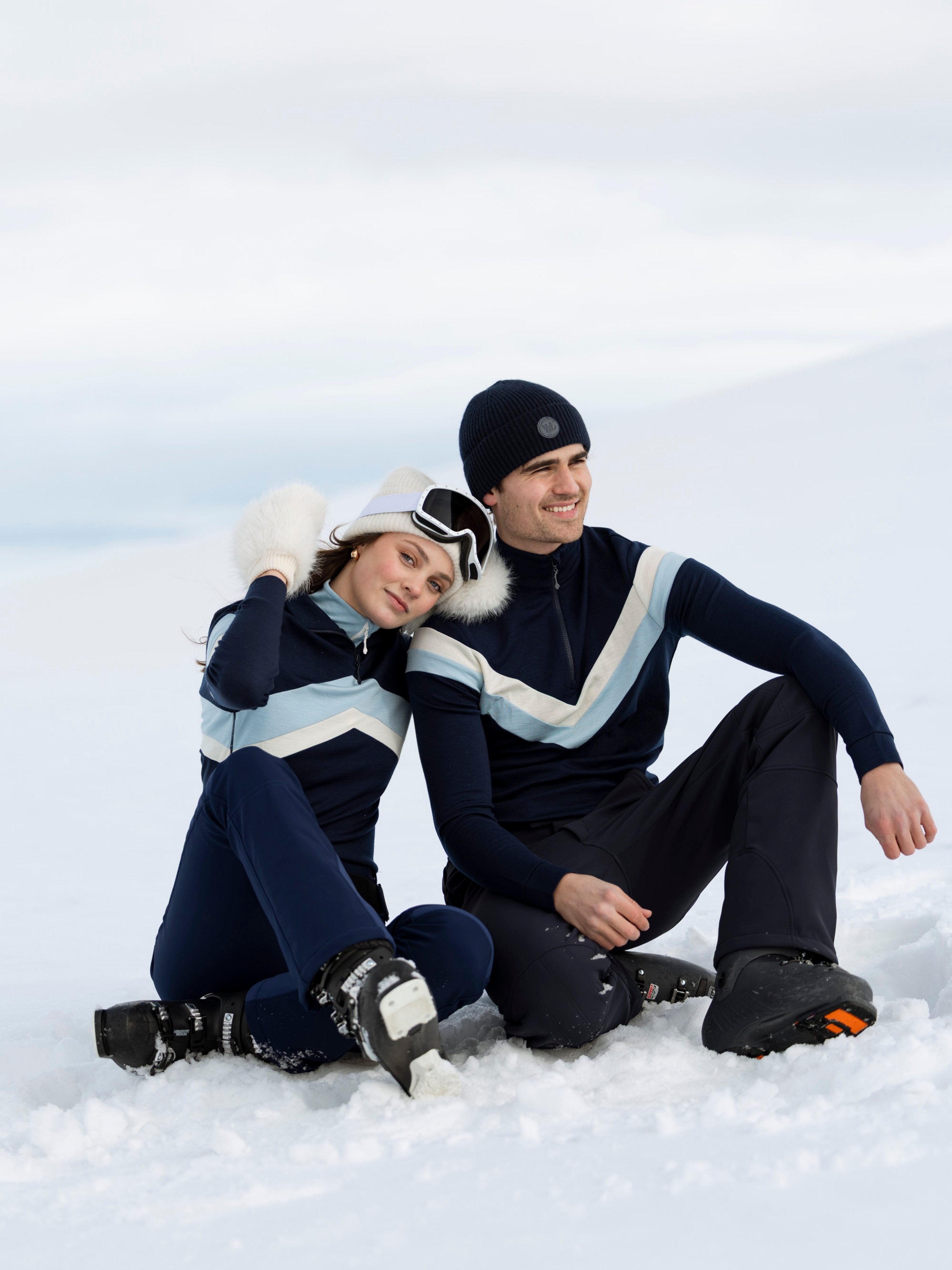 Vegglifjell Merino Half-zip Blue Ink / Snow White