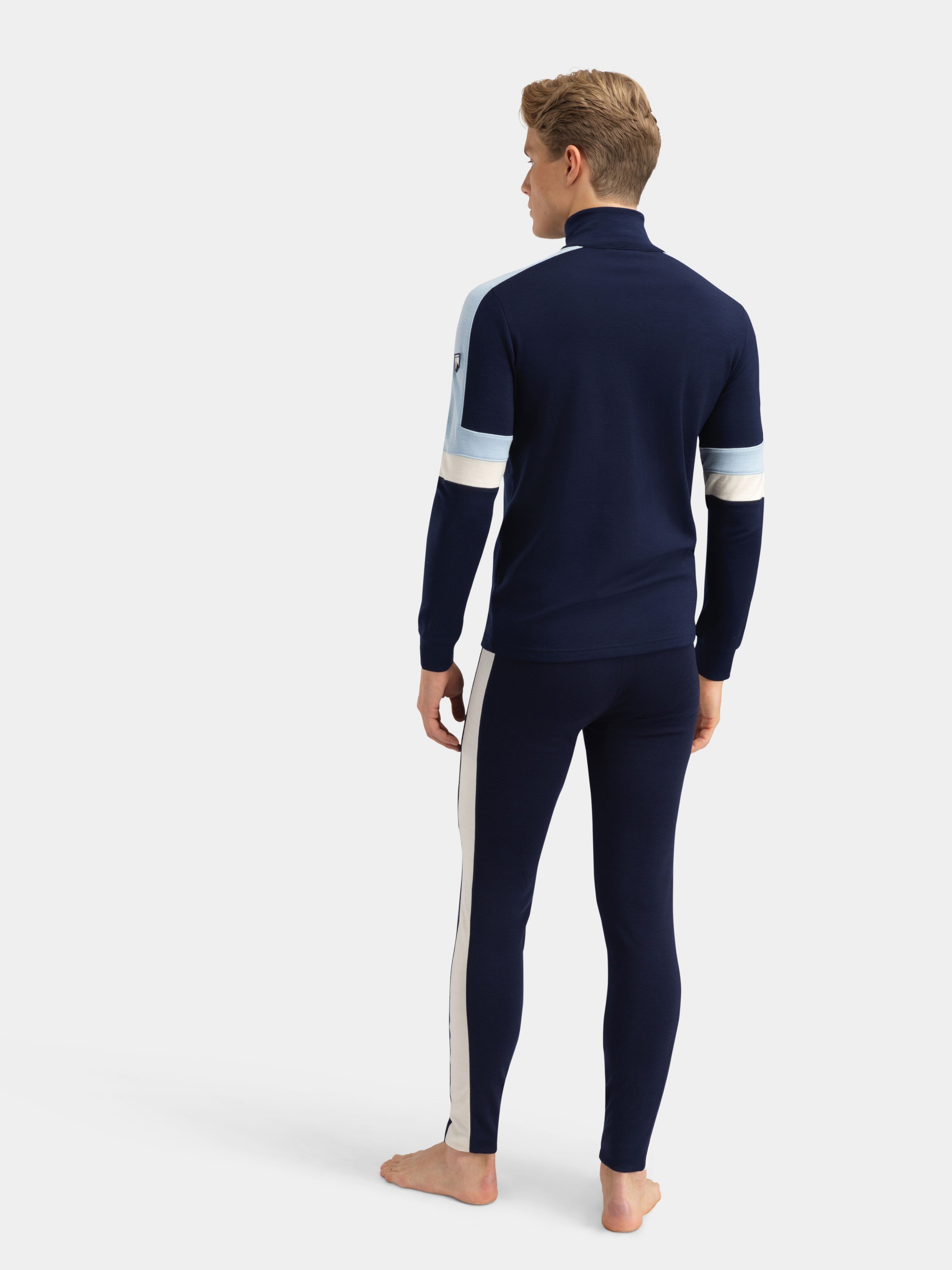 Rauland Merino Base Layer Top Blue Ink / Snow White