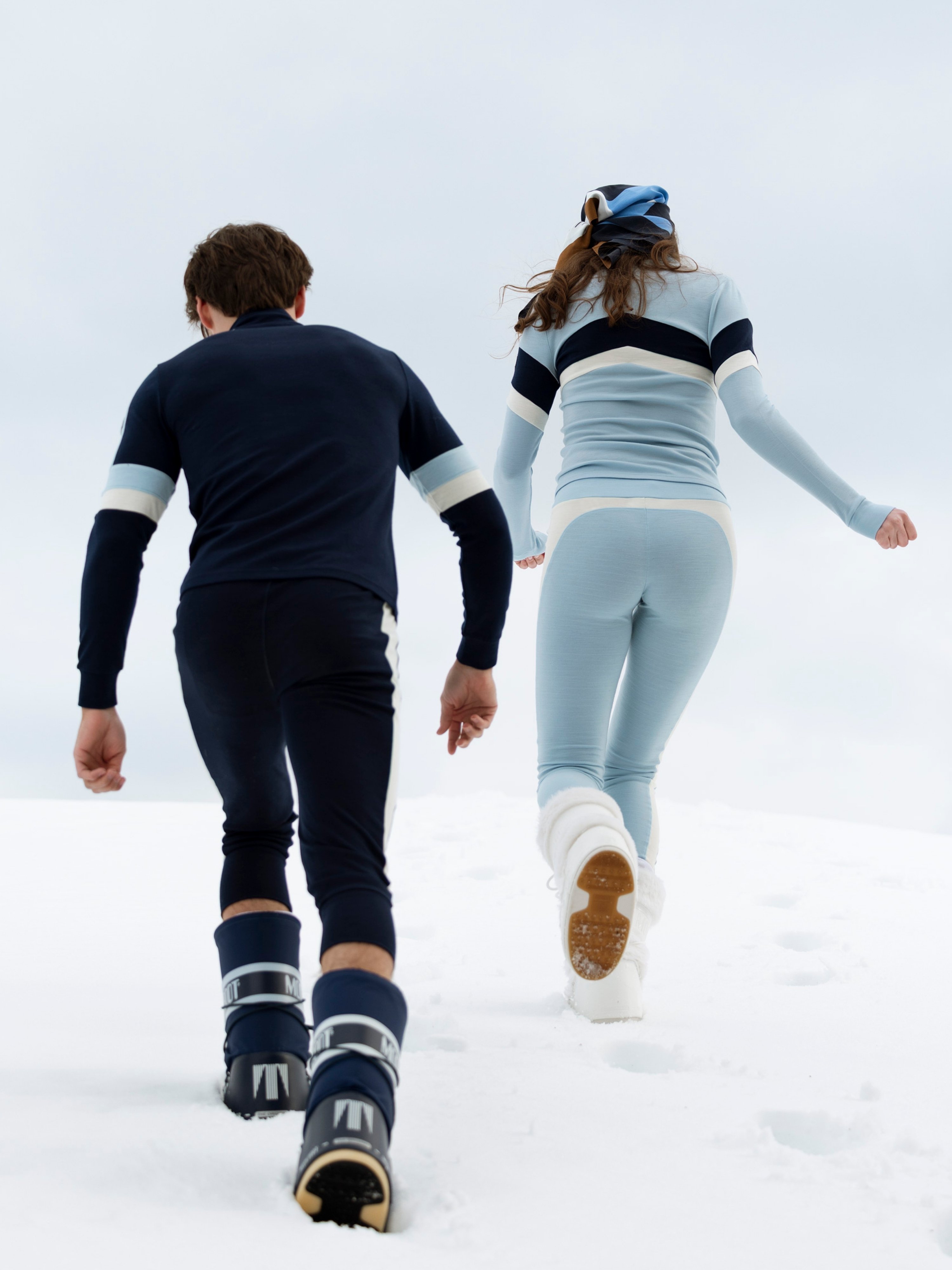 Rauland Merino Base Layer Top Blue Ink / Snow White