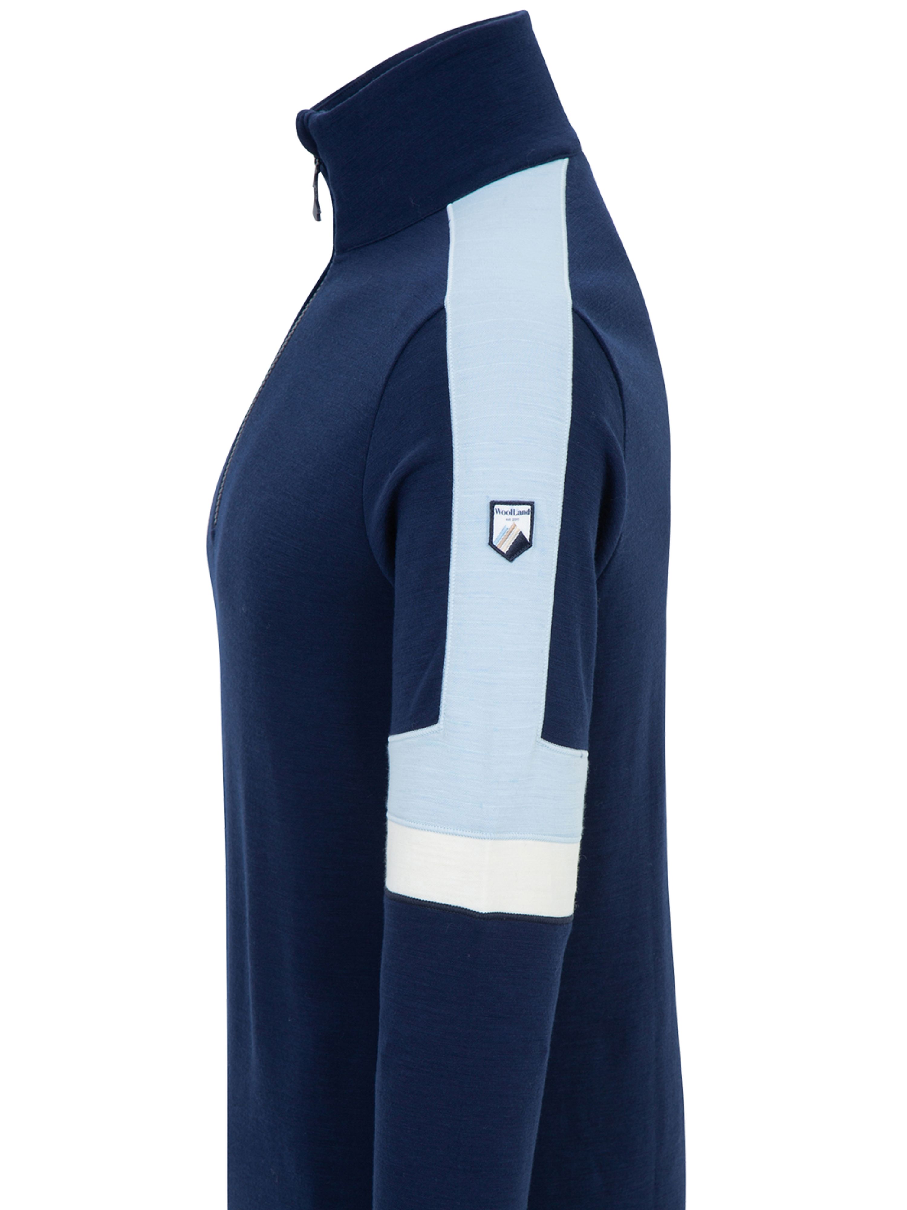 Rauland Merino Base Layer Top Blue Ink / Snow White