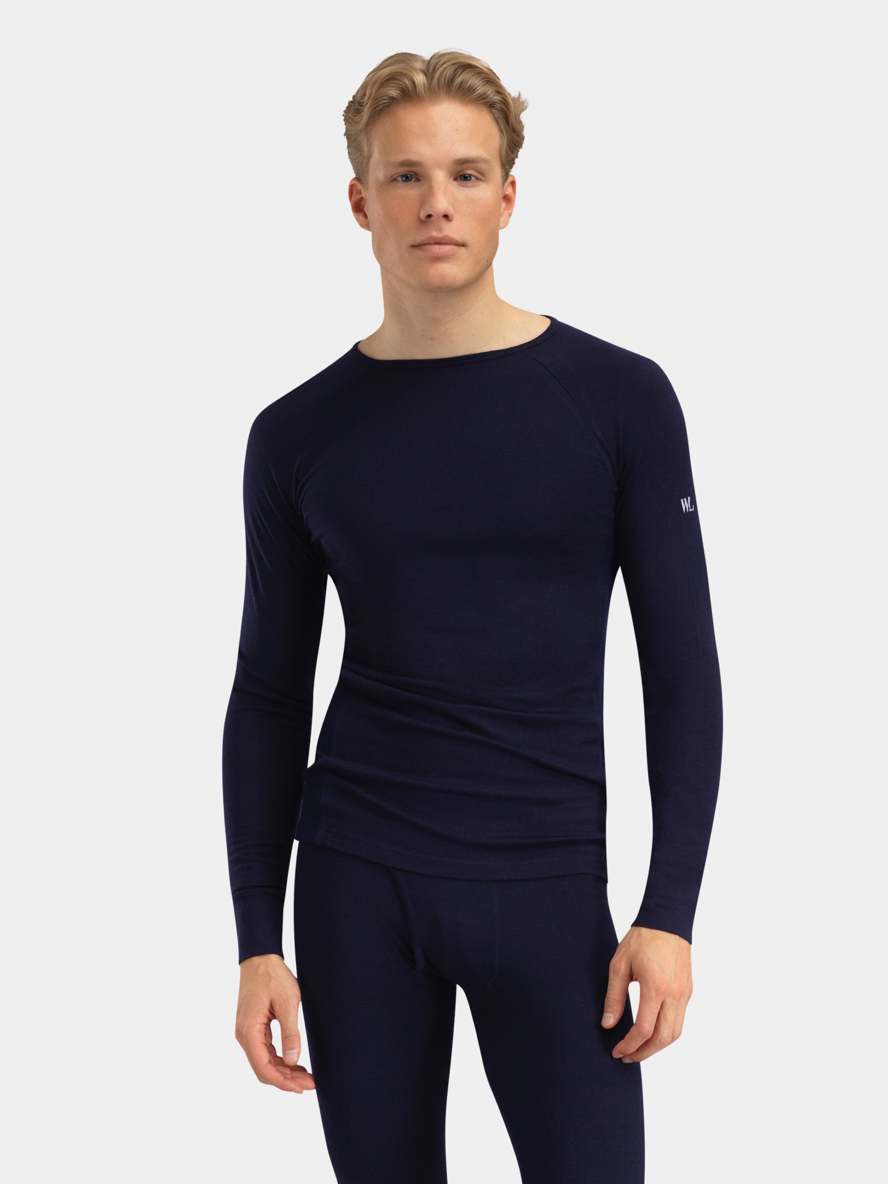 Rena Merino Base Layer Crew Top  Blue
