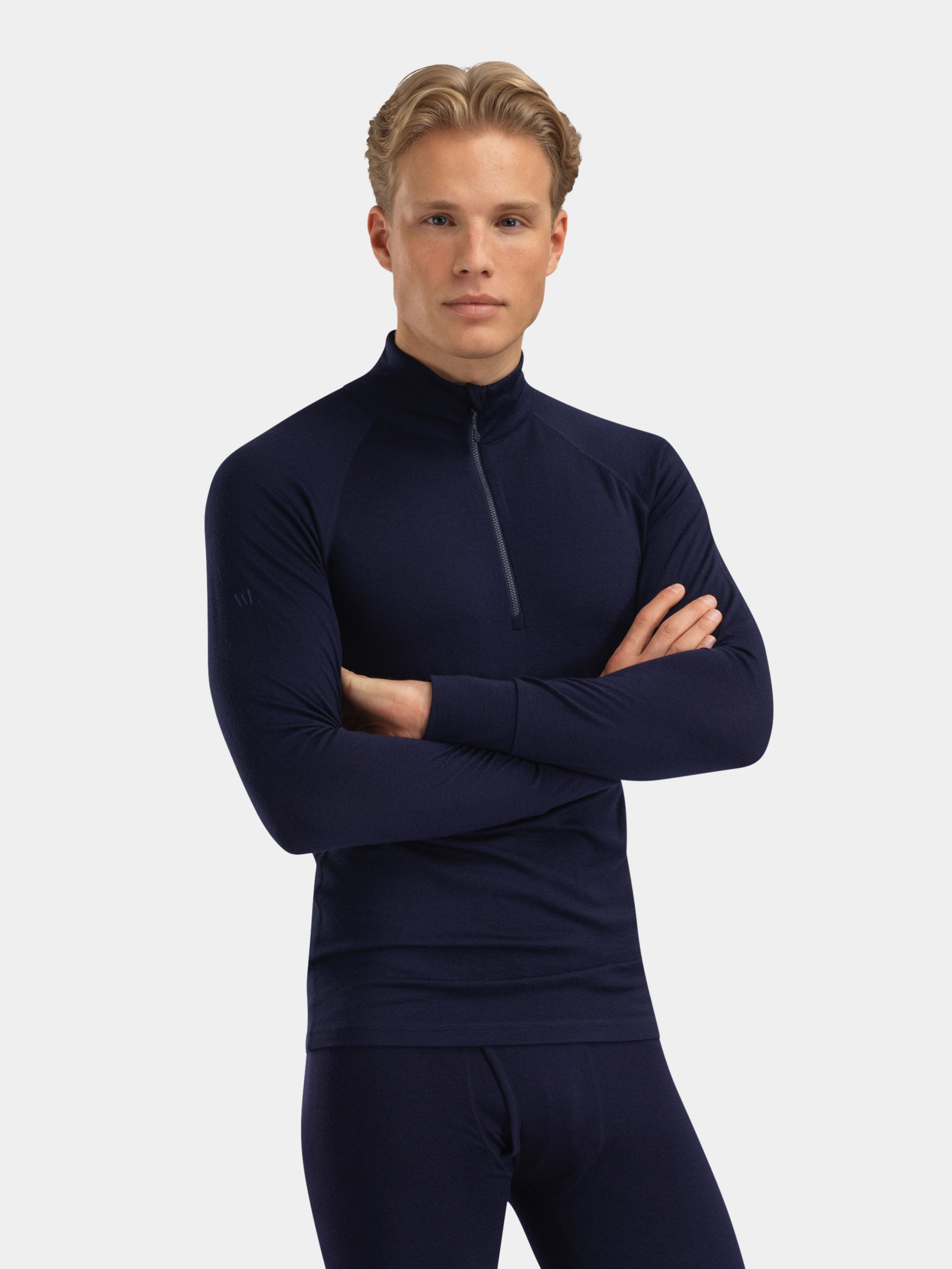 Rena Merino Half-zip Base Layer Top Blue Ink
