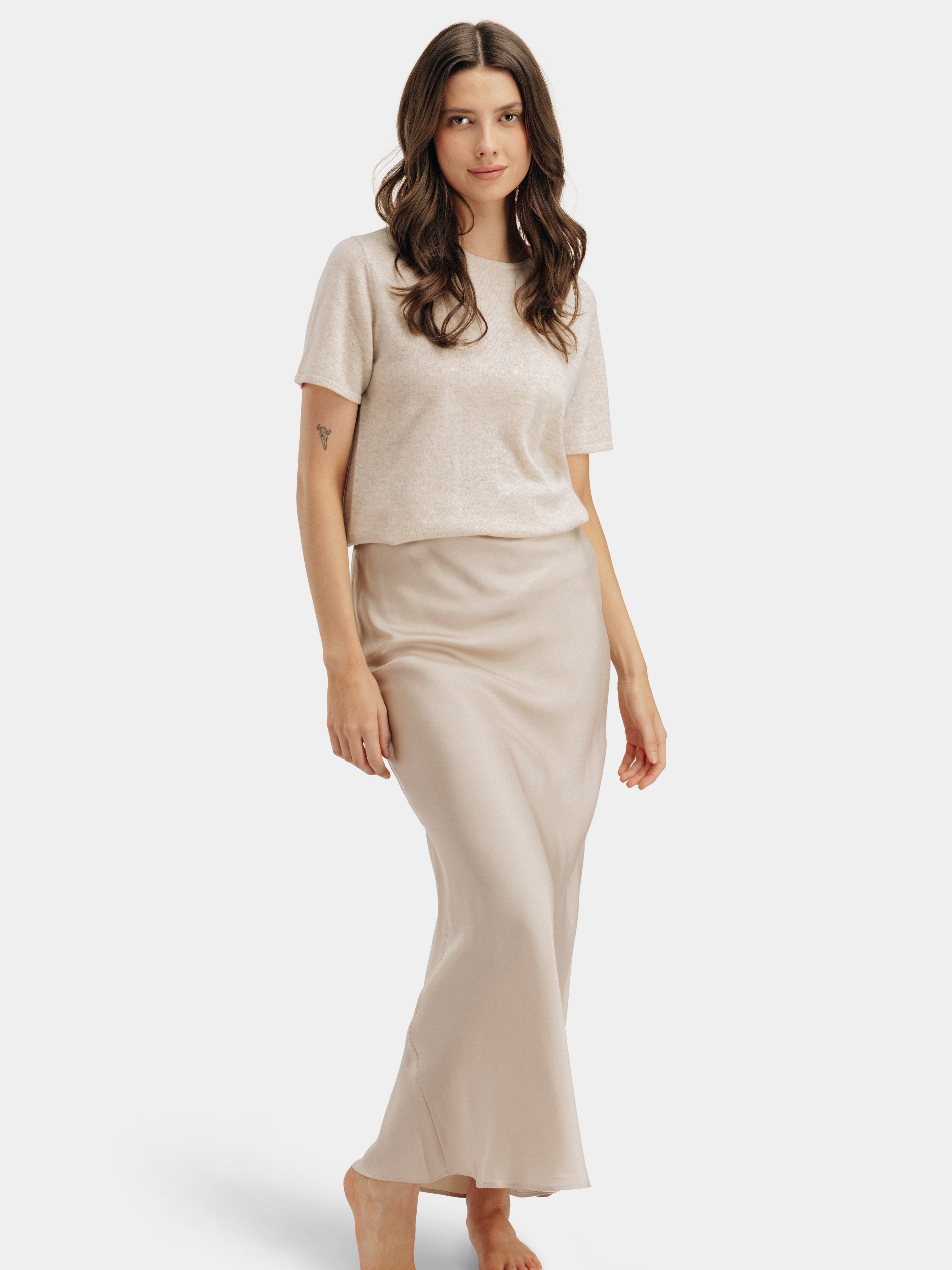 Glittertind Silk Skirt Woman Champagne