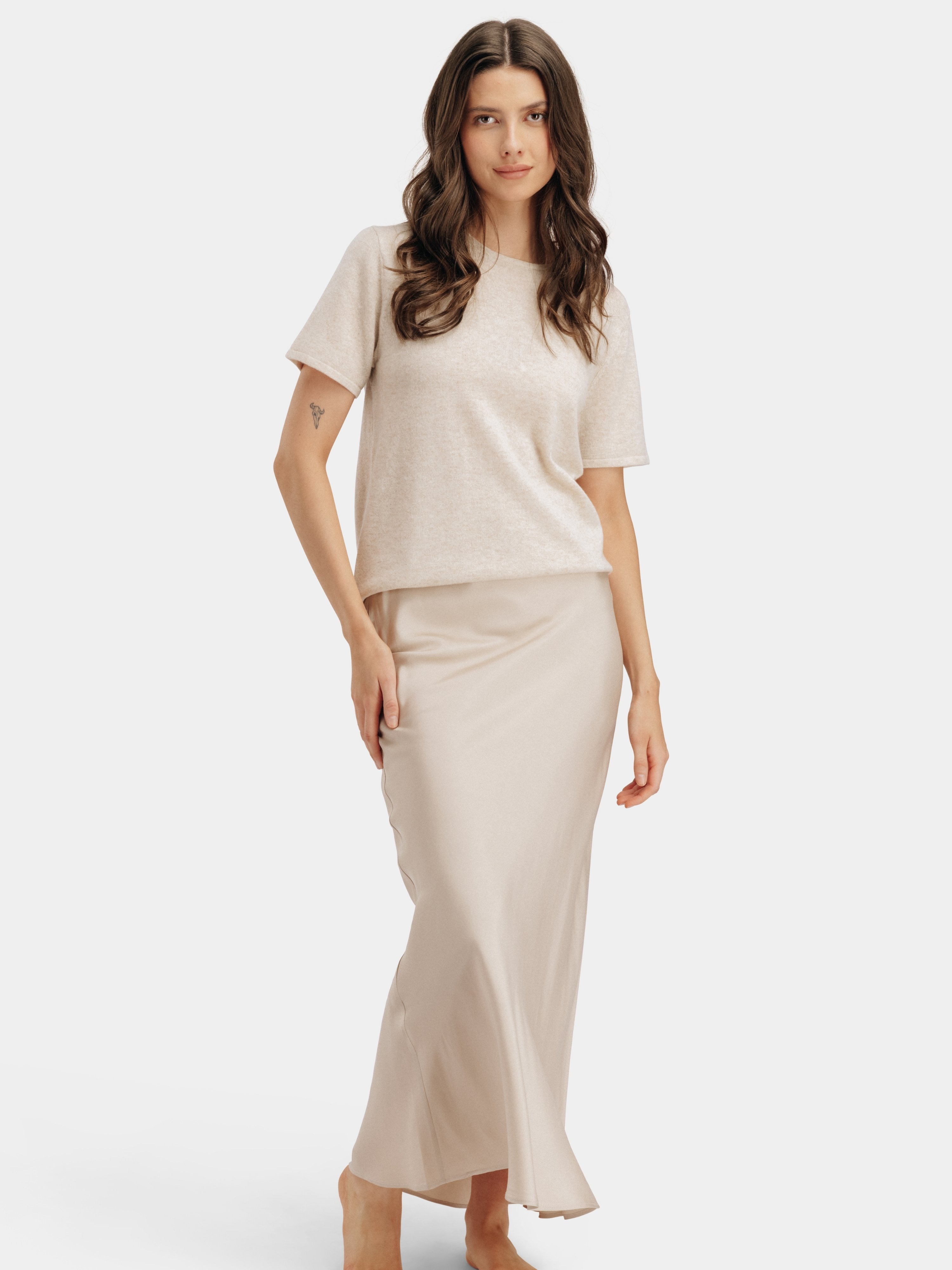 Glittertind Silk Skirt Woman Champagne