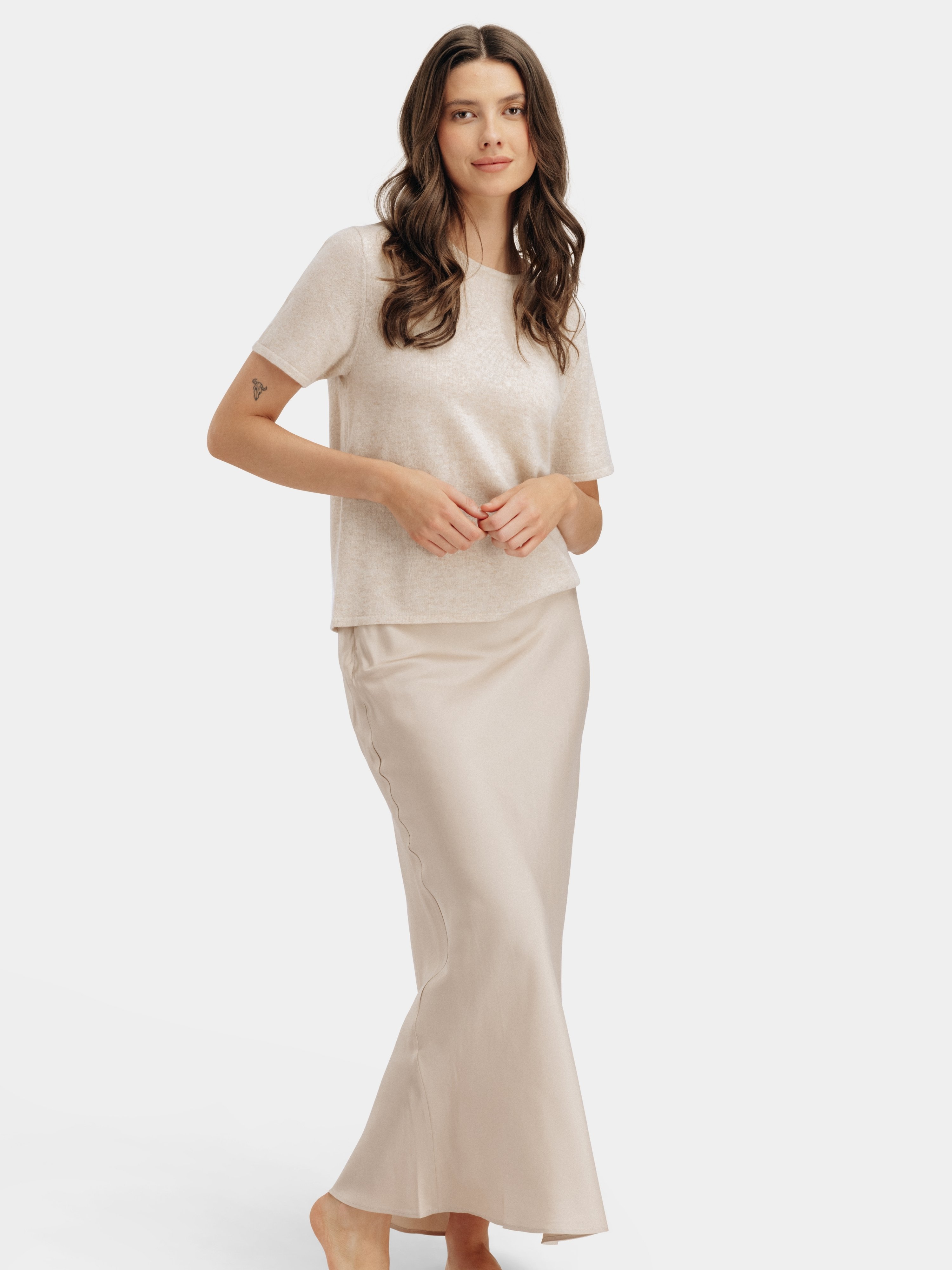 Glittertind Silk Skirt Woman Champagne