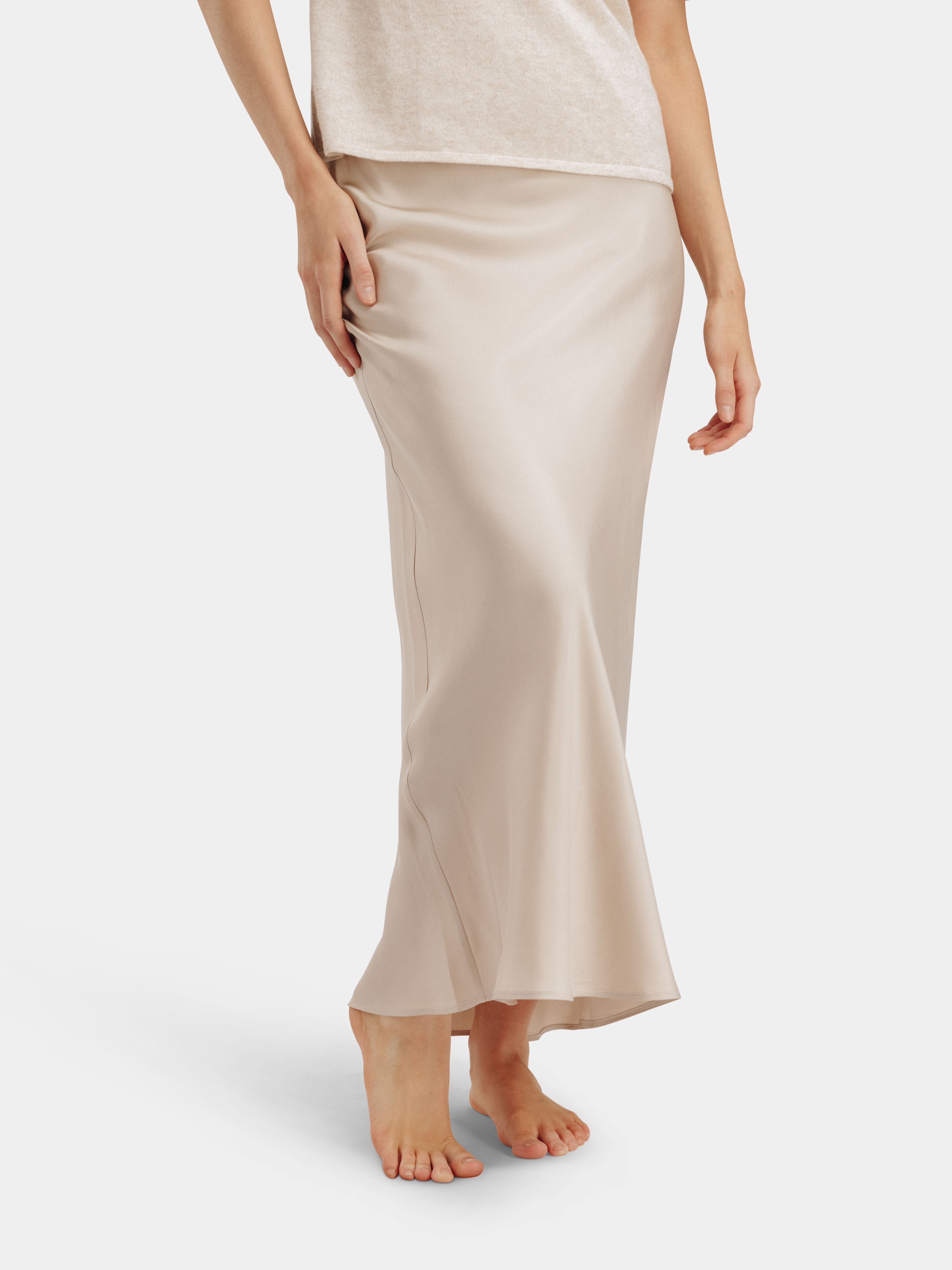 Glittertind Silk Skirt Woman Champagne