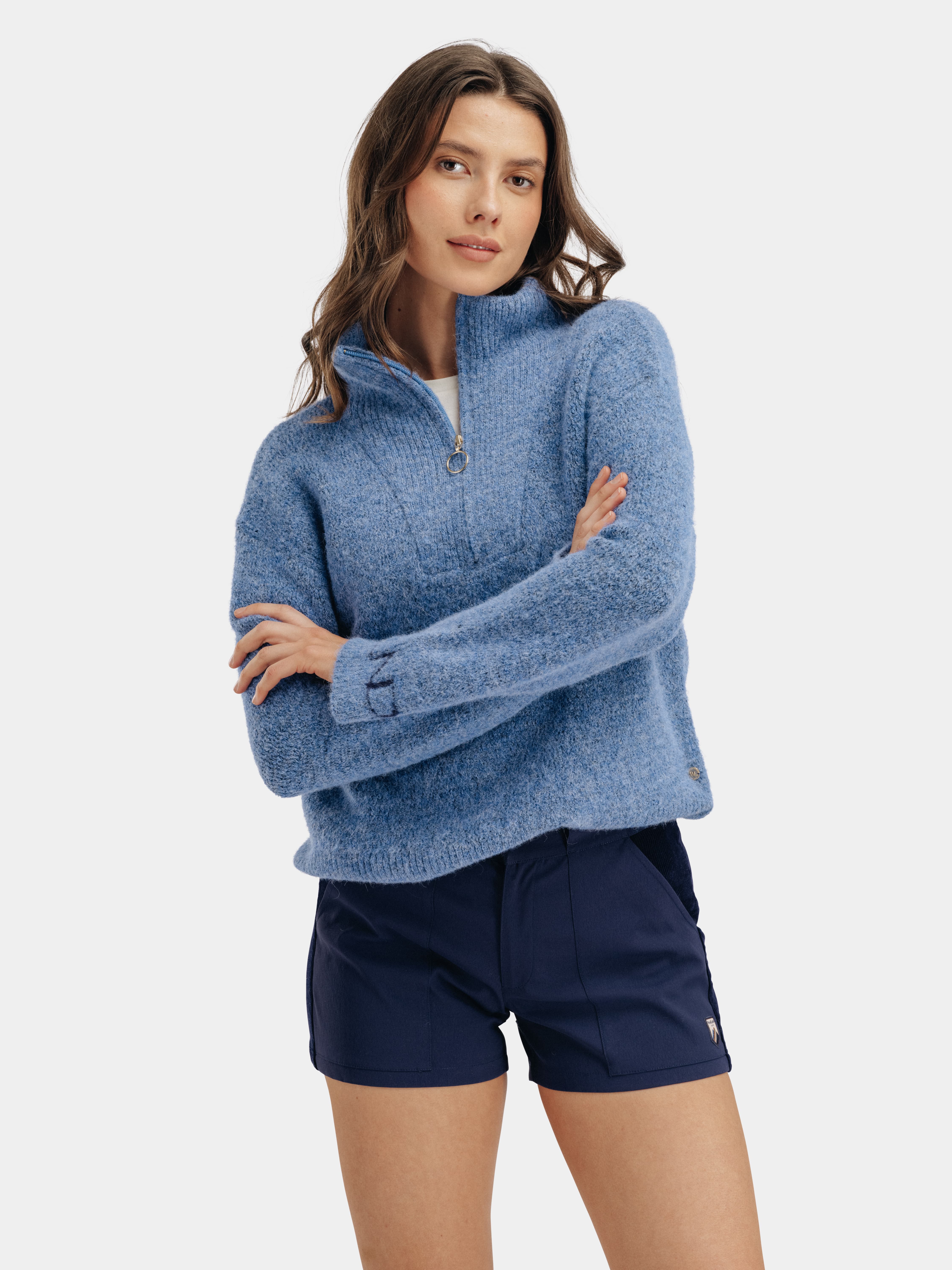 Loen Alpaca Wool Knit Sweater Blue Wave