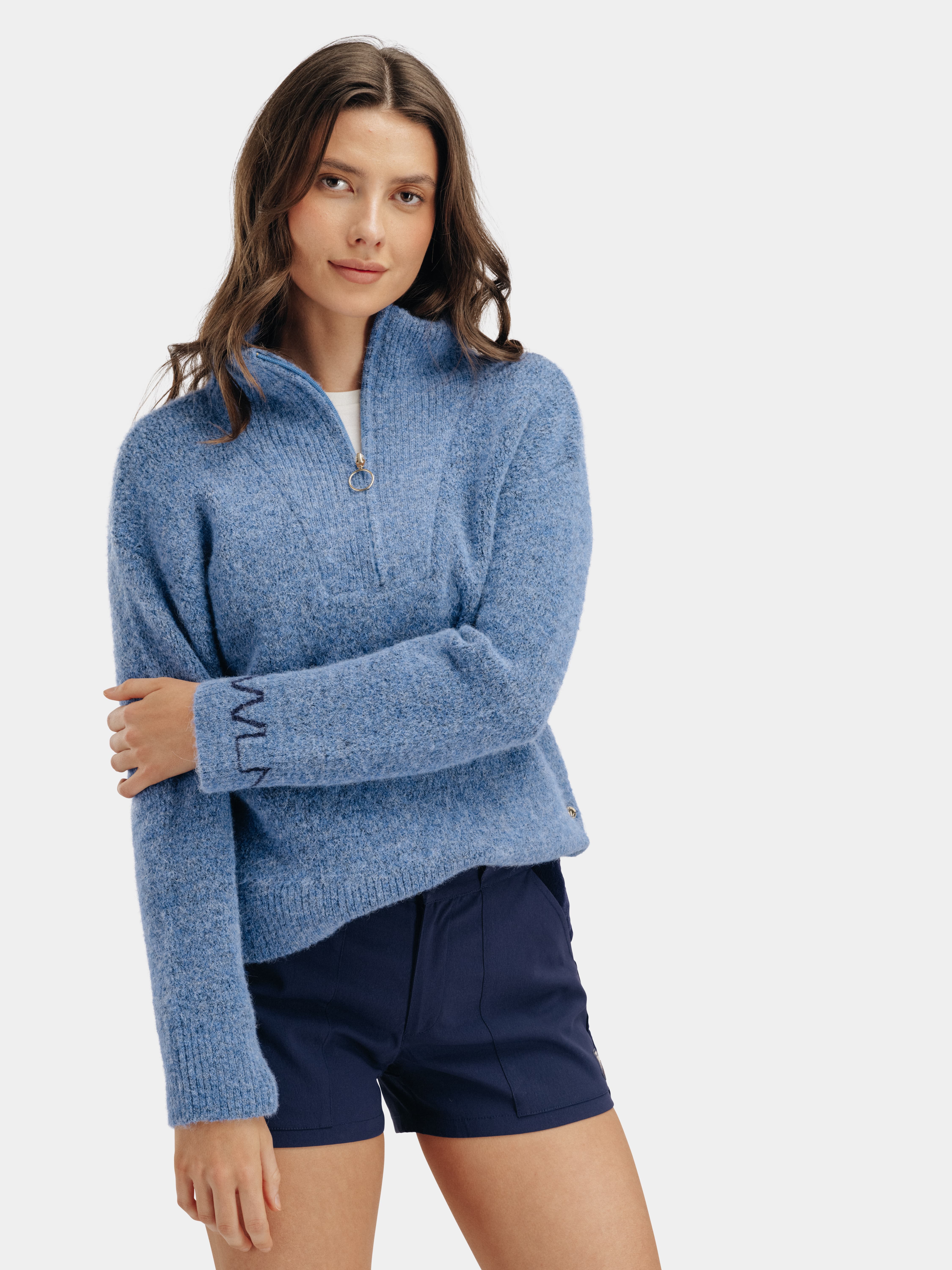 Loen Alpaca Wool Knit Sweater Blue Wave