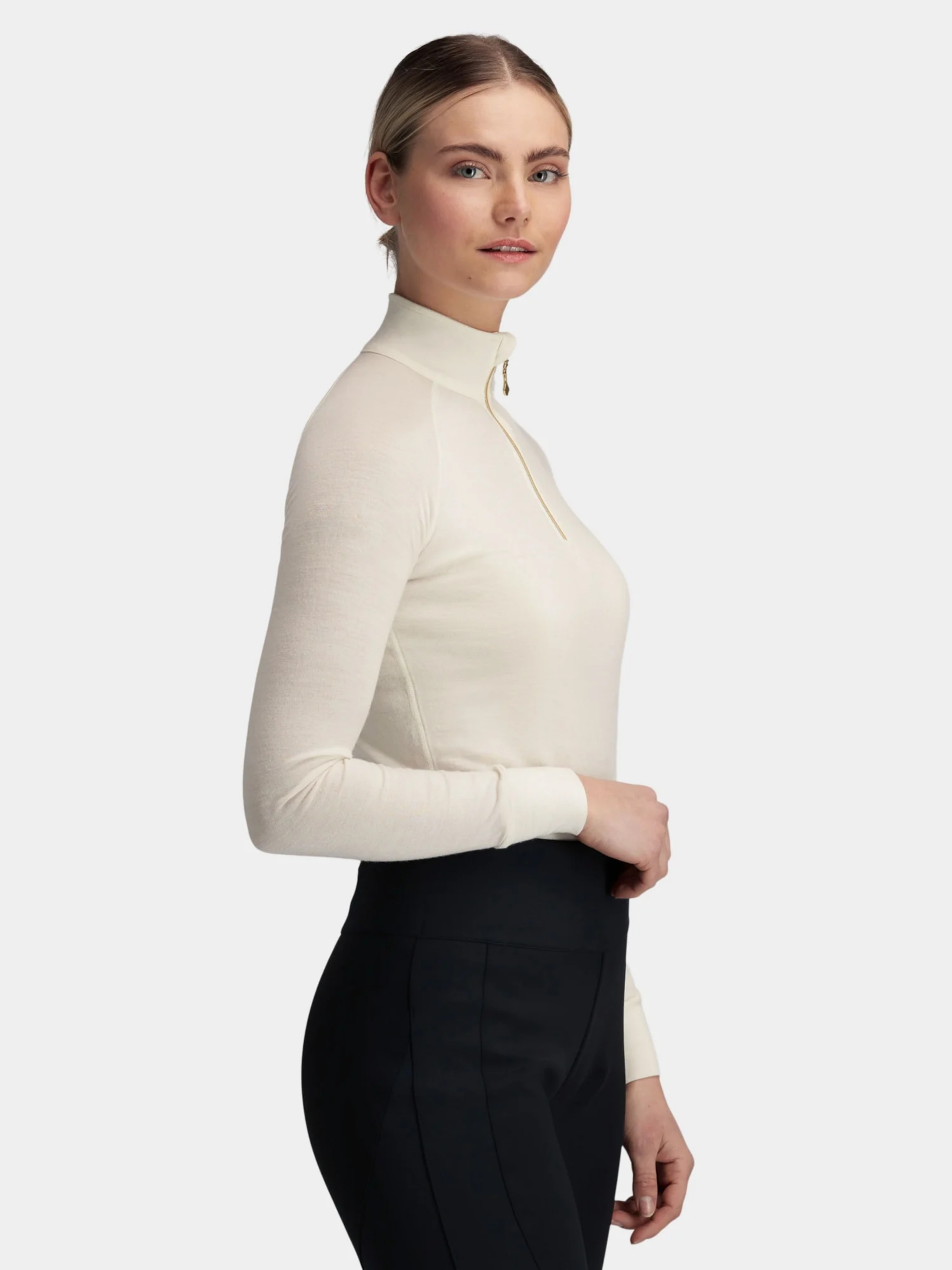 Rena Merino Half-zip Base Layer Top Ivory