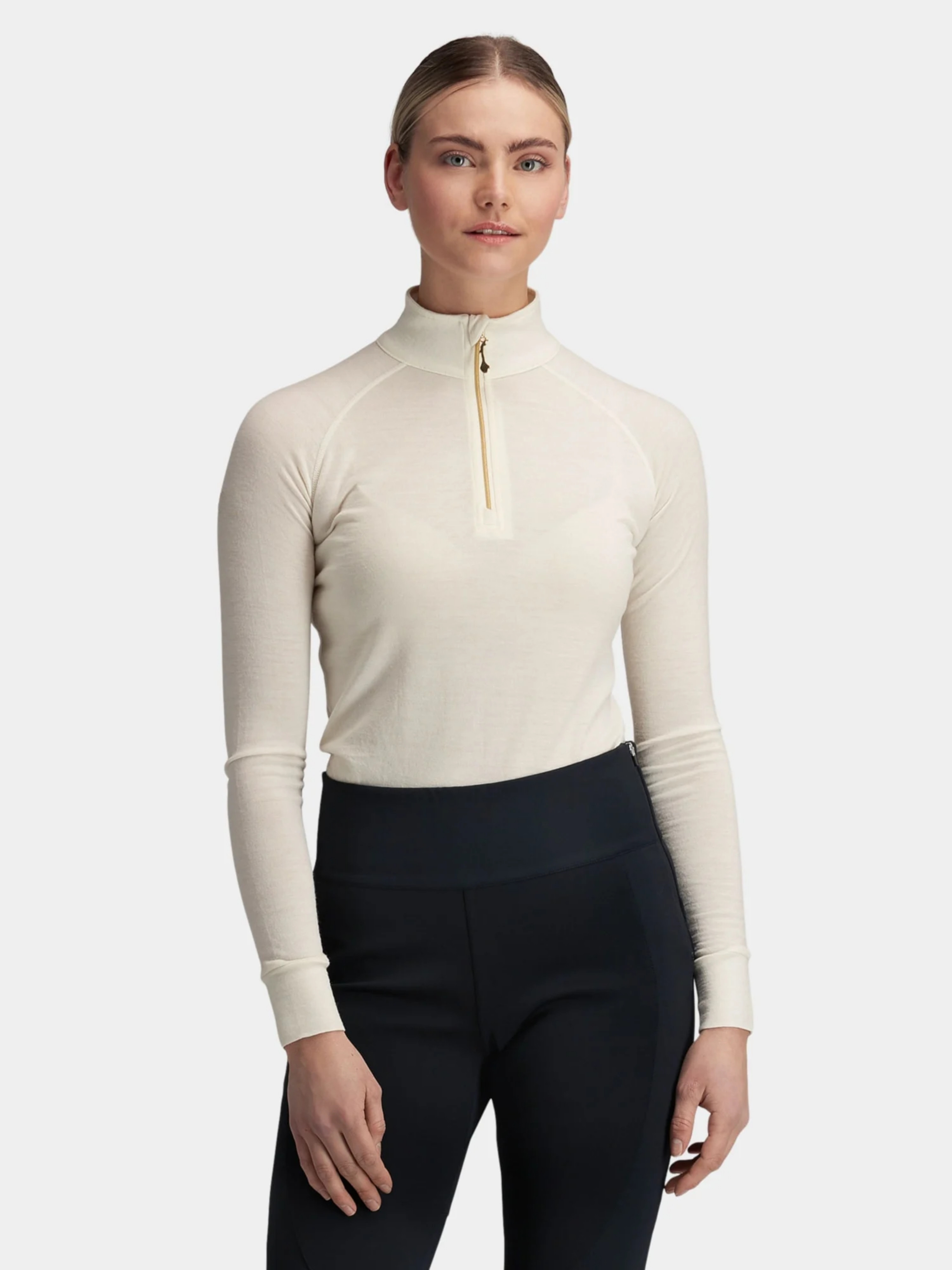 Rena Merino Half-zip Base Layer Top Ivory