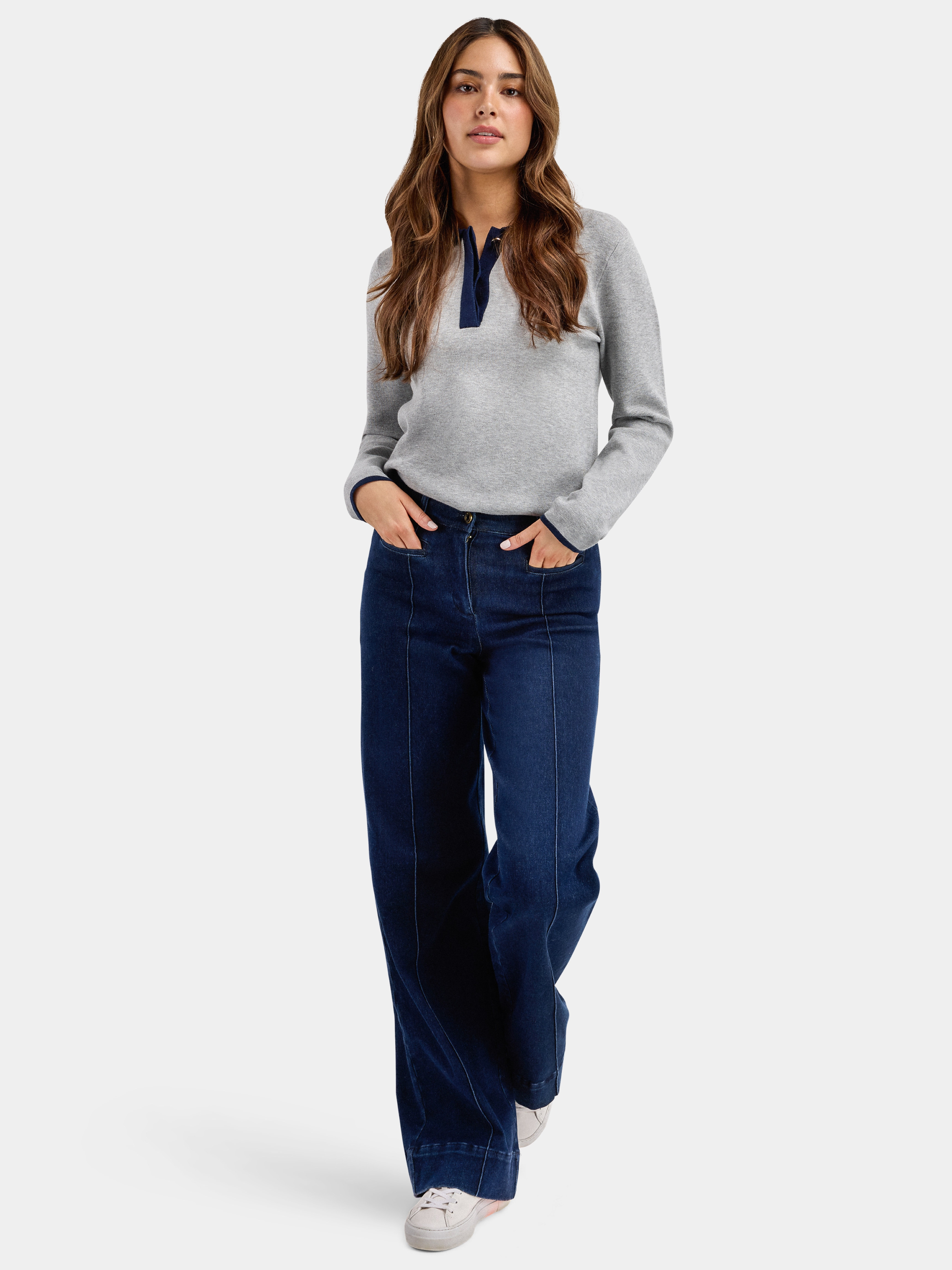 Kongsfjellet Wide Denim Pant Woman Long Dark Blue