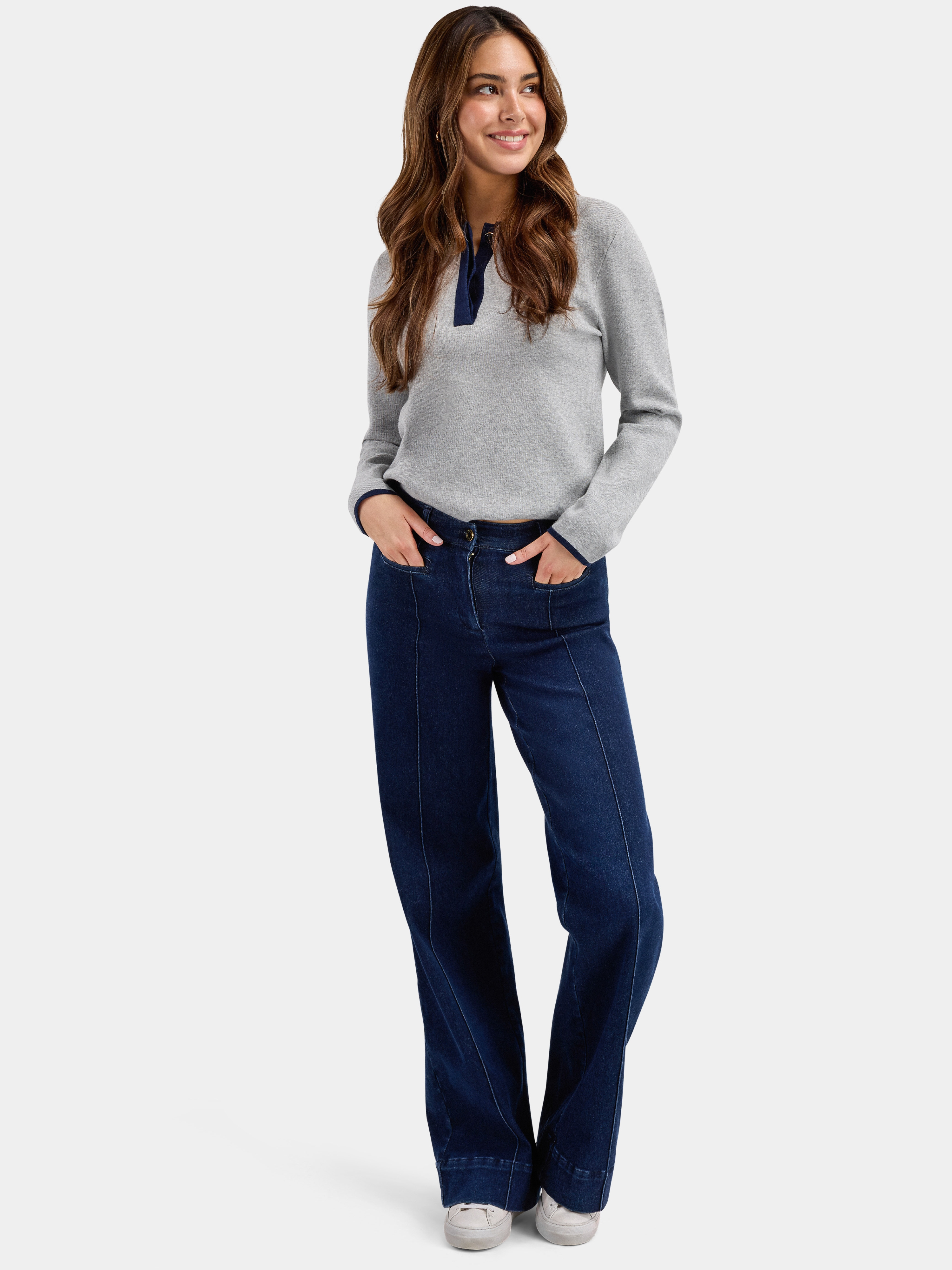 Kongsfjellet Wide Denim Pant Woman Long Dark Blue