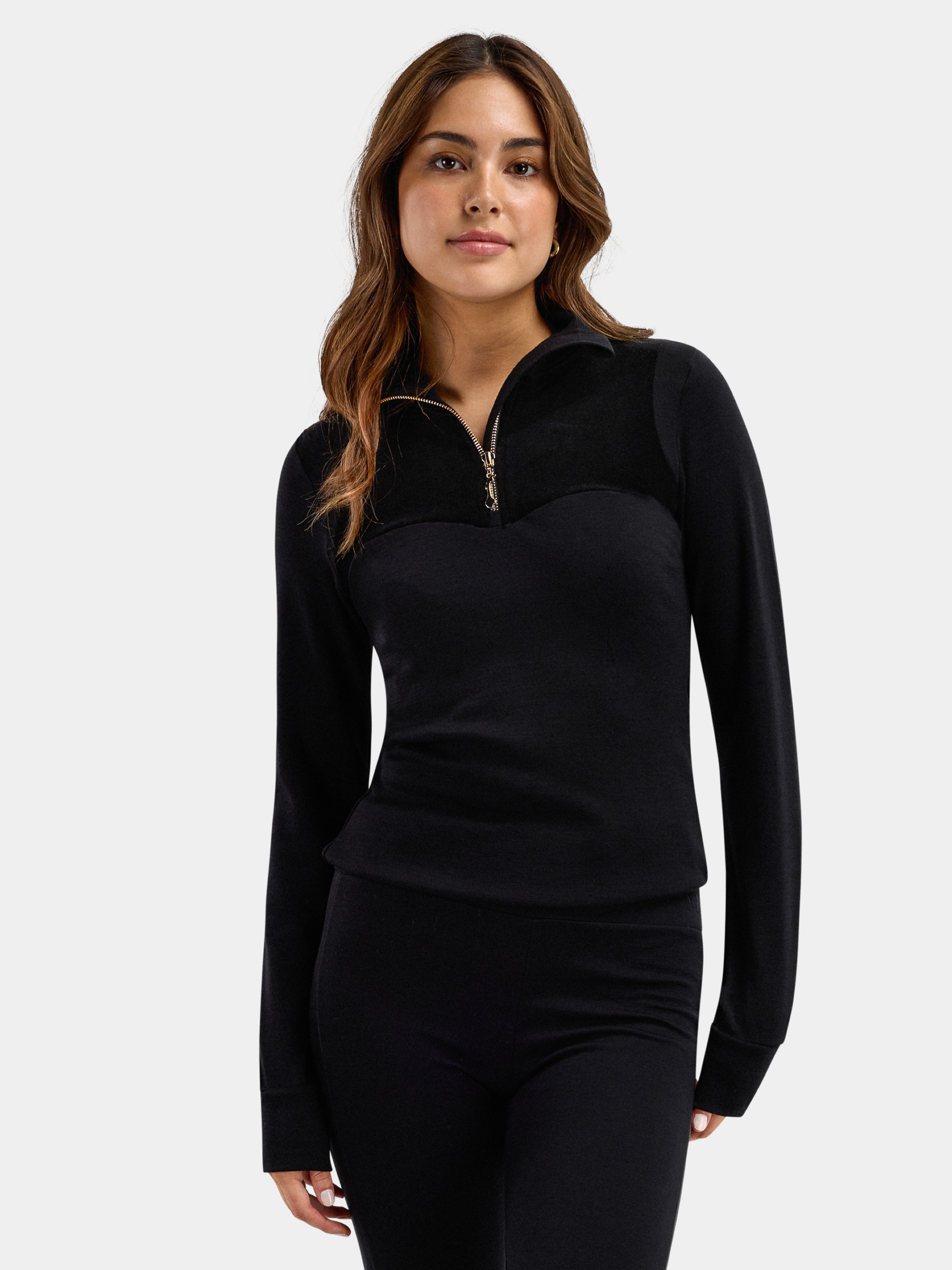 Sirdal Merino Half-zip Pure Black