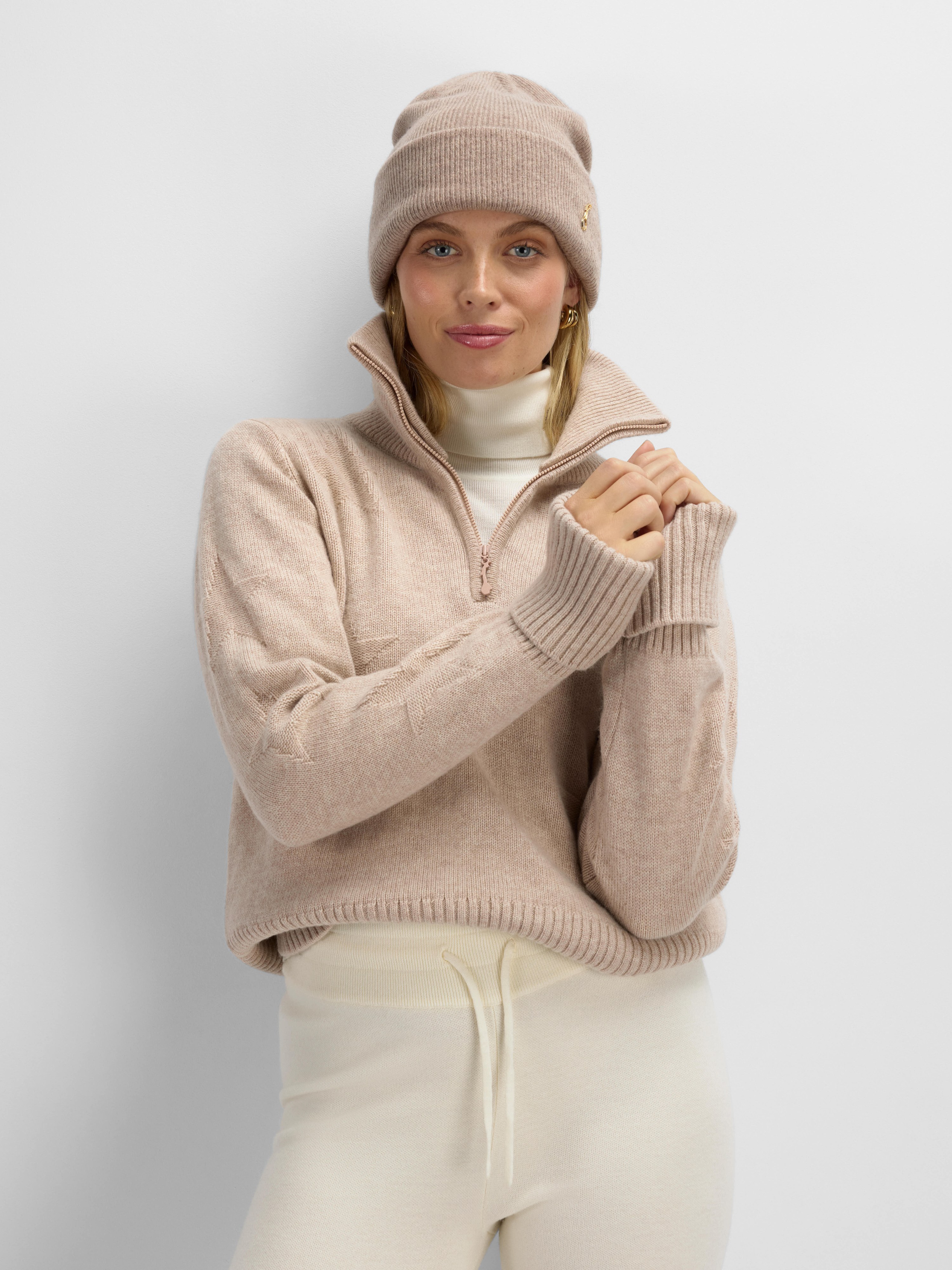 Sørtoppen Cashmere Half-zip Sweater Latte