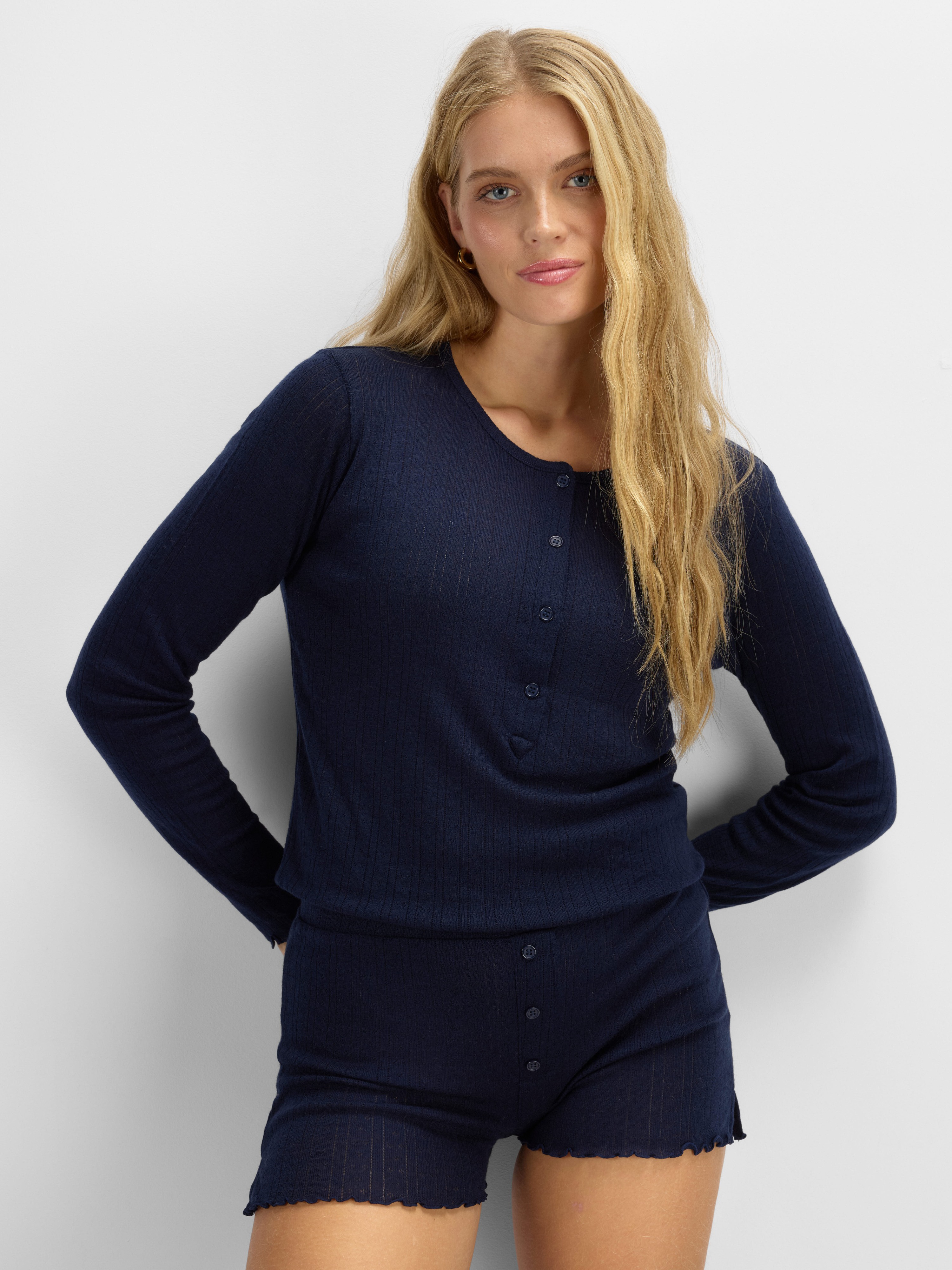 Visbretinden Pointelle Top Woman Blue