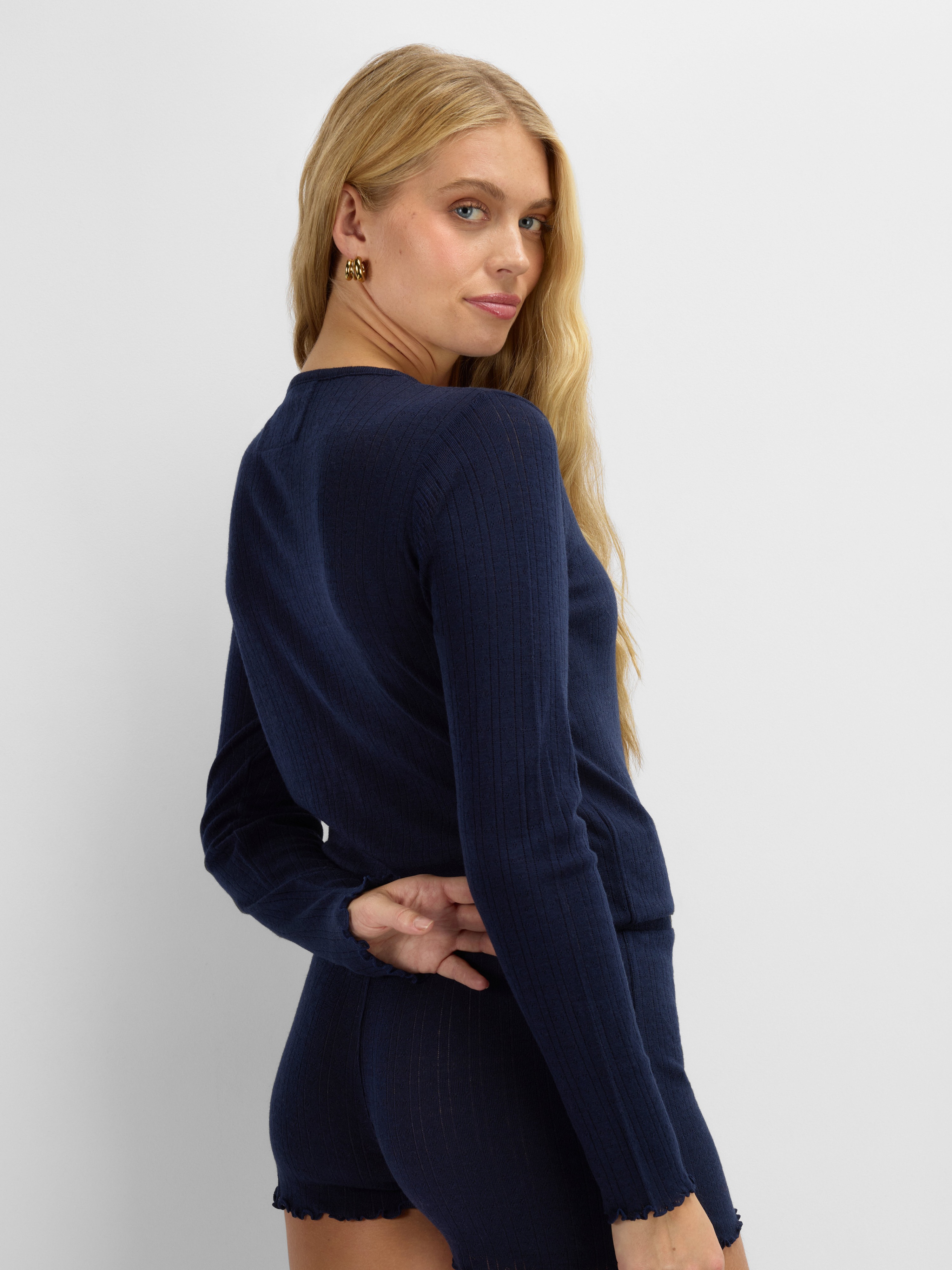 Visbretinden Pointelle Top Woman Blue