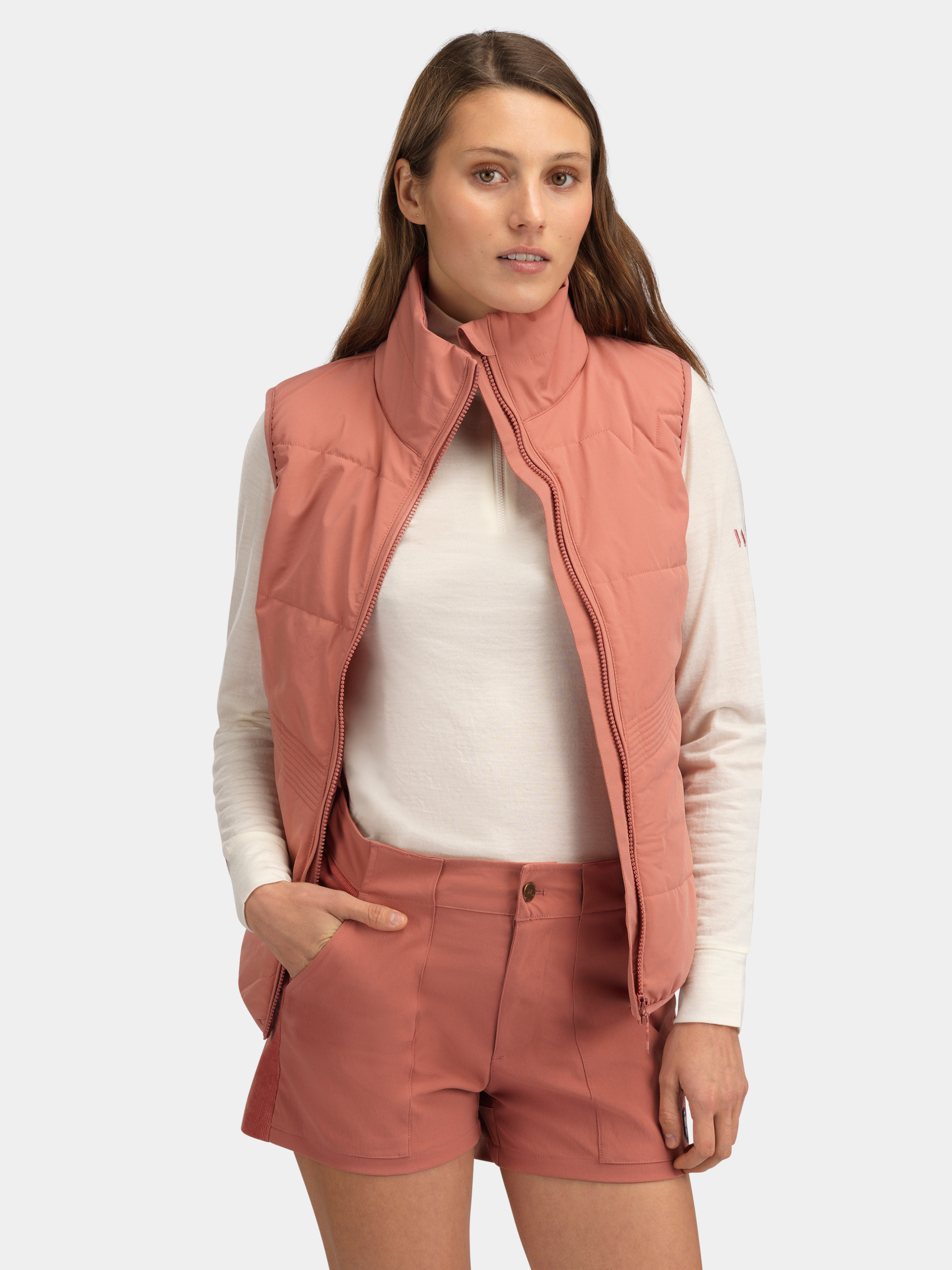 Rena Vest With Wool Padding Burned Rose