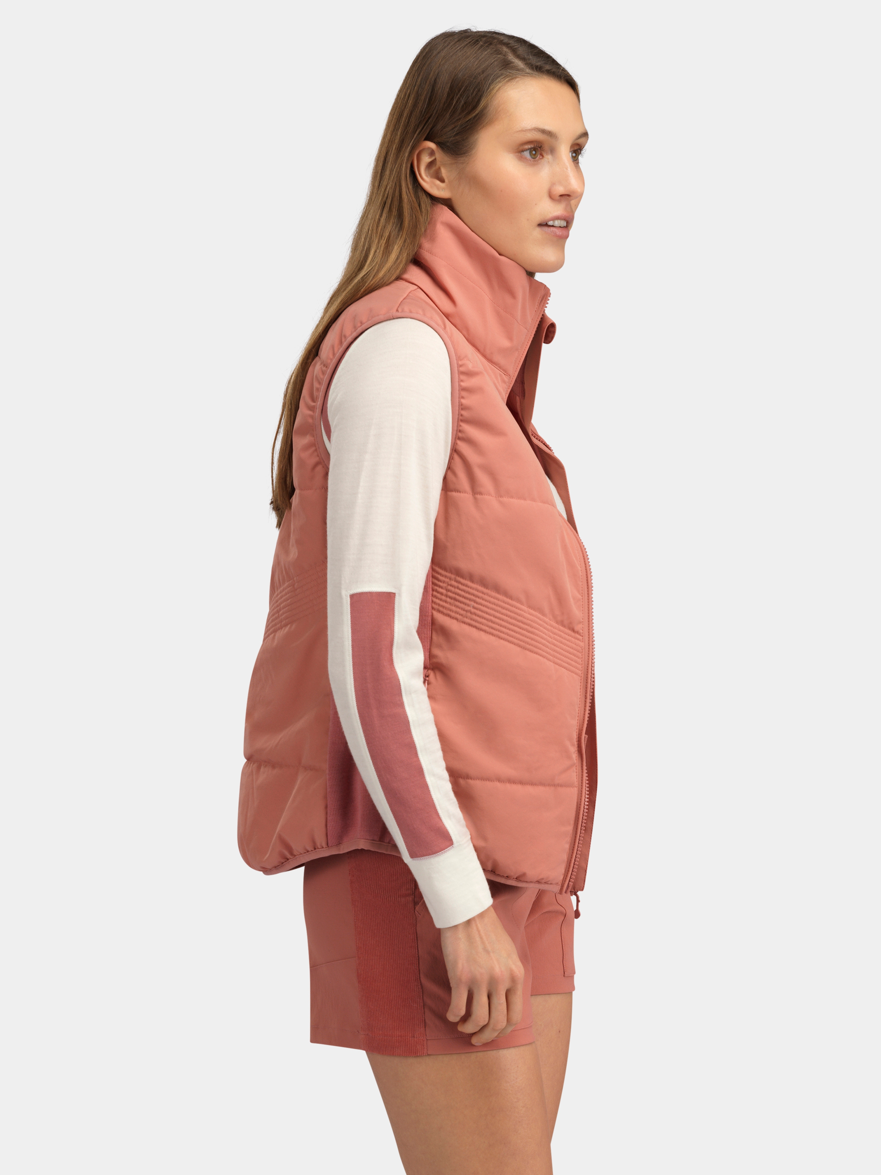 Rena Vest With Wool Padding Burned Rose