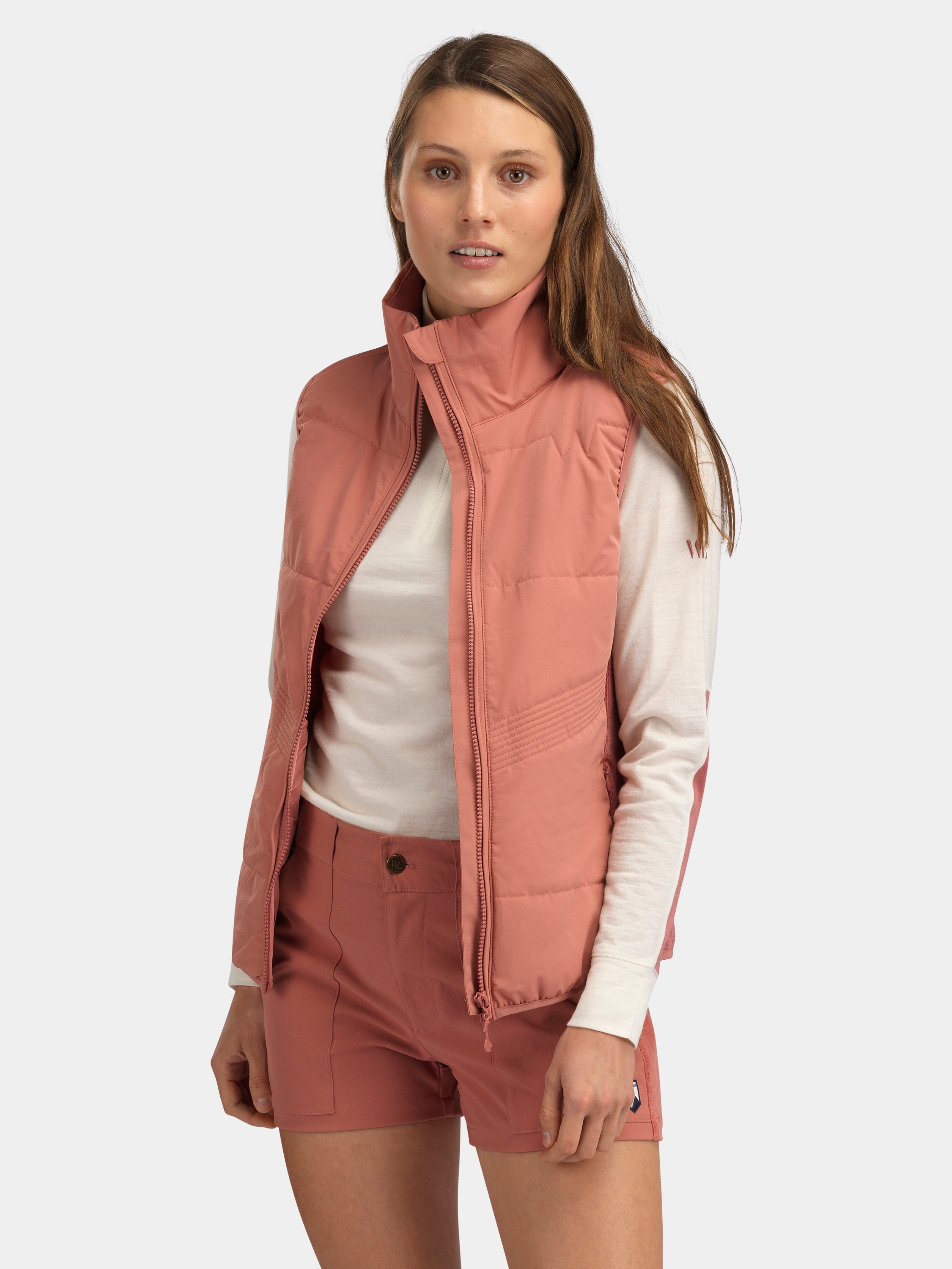 Rena Vest With Wool Padding Burned Rose