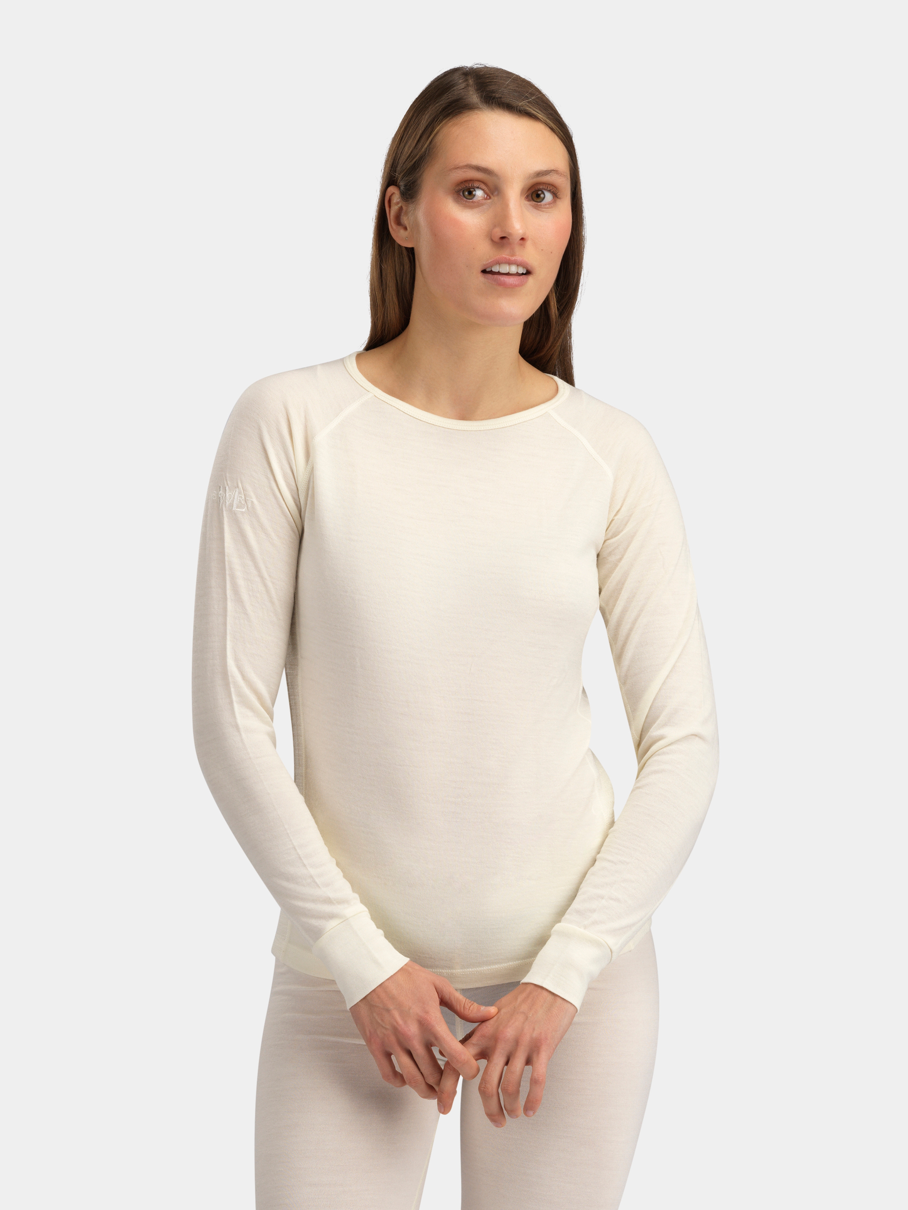 Rena Merino Base Layer Crew Top Ivory