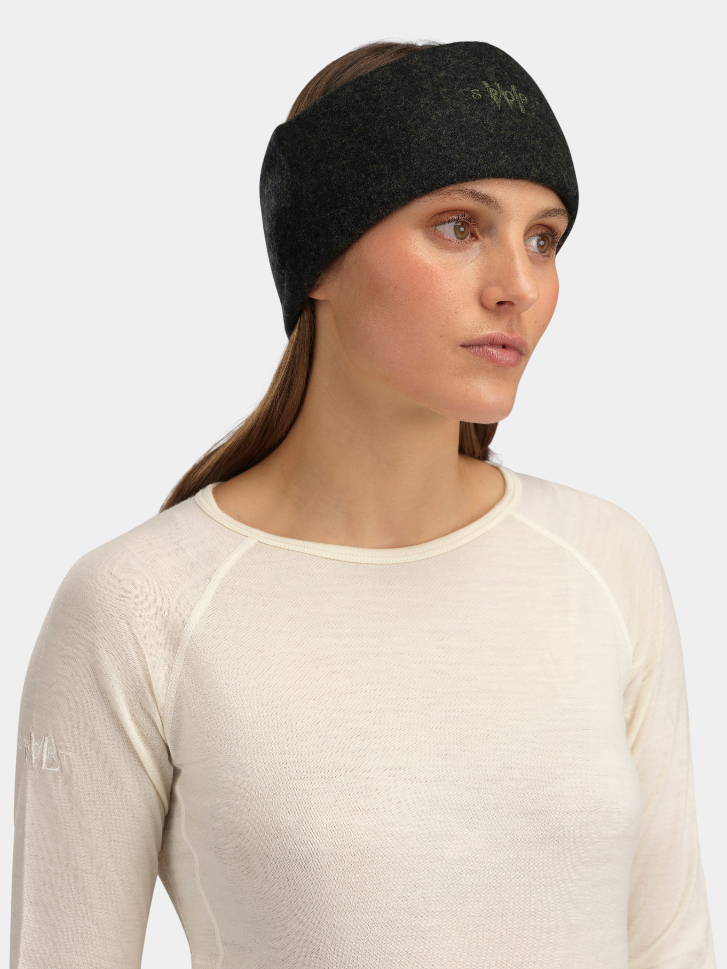 Norefjell Wool Fleece Headband Navy Dark Green