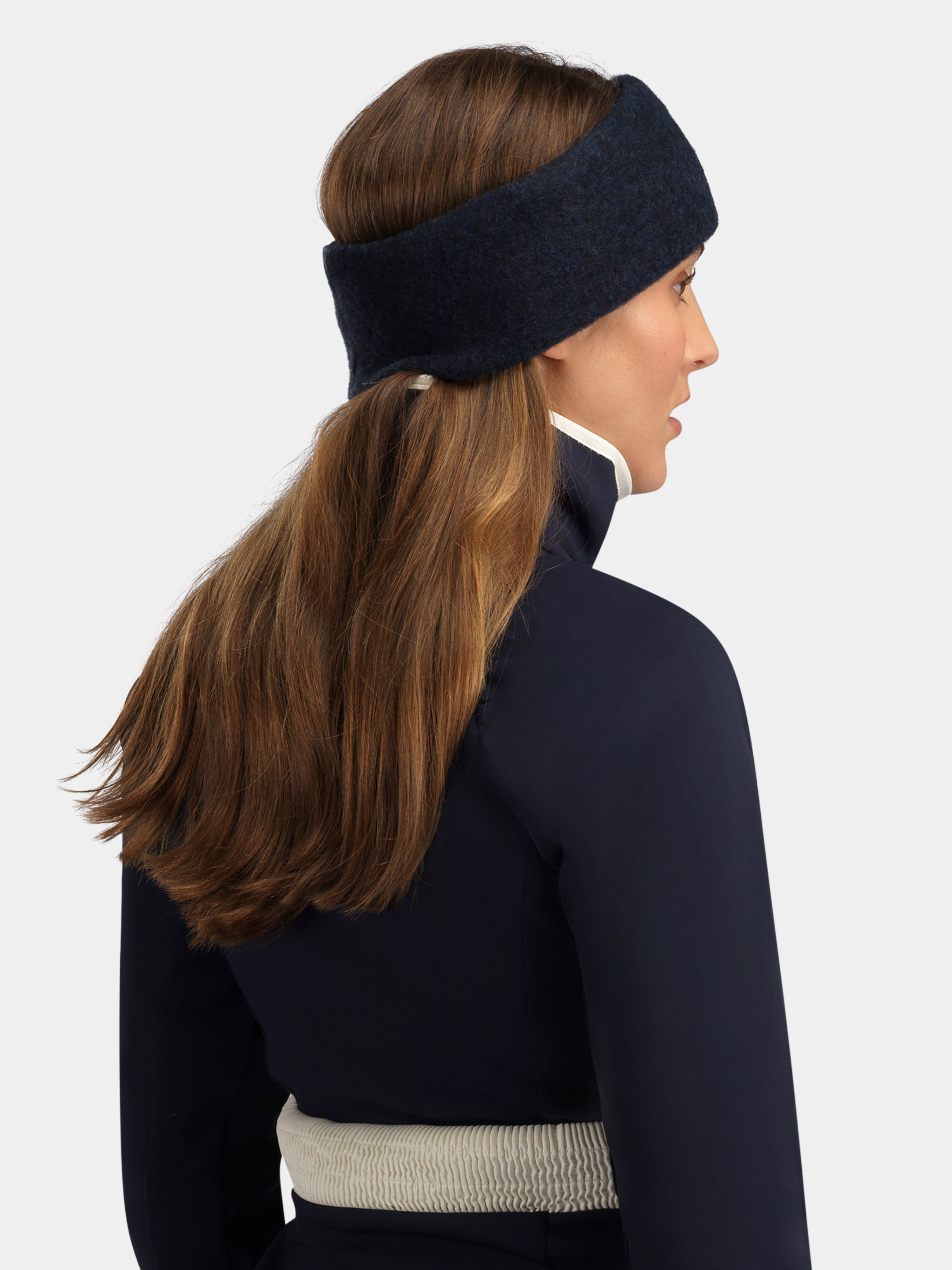 Norefjell Wool Fleece Headband Navy Dark Blue
