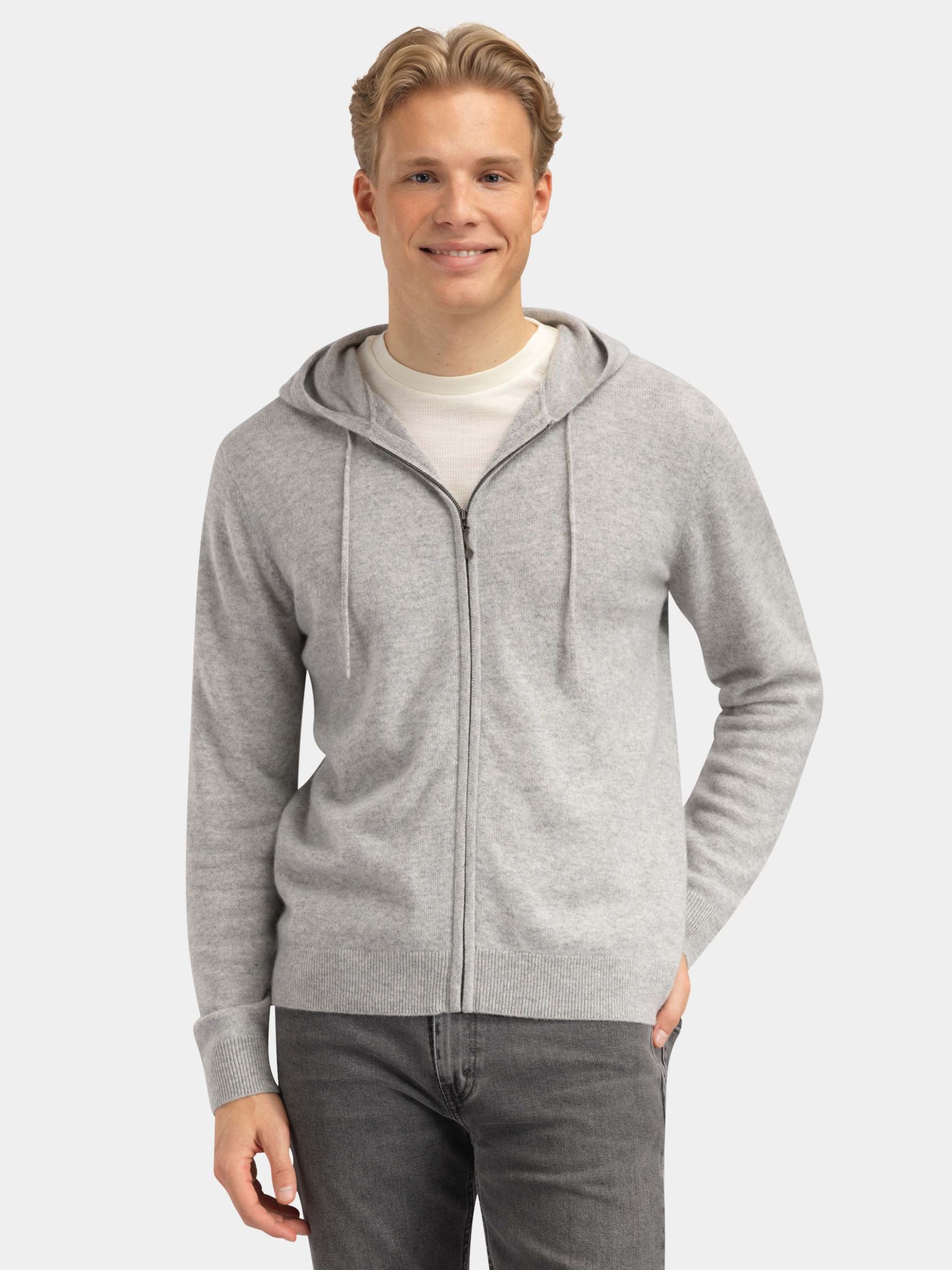 Grønli Cashmere Hood Jacket  Grey Melange