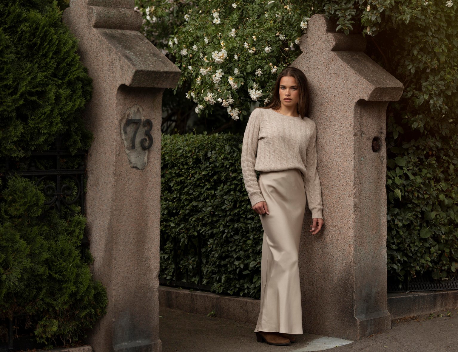 Glittertind Silk Skirt Woman Champagne