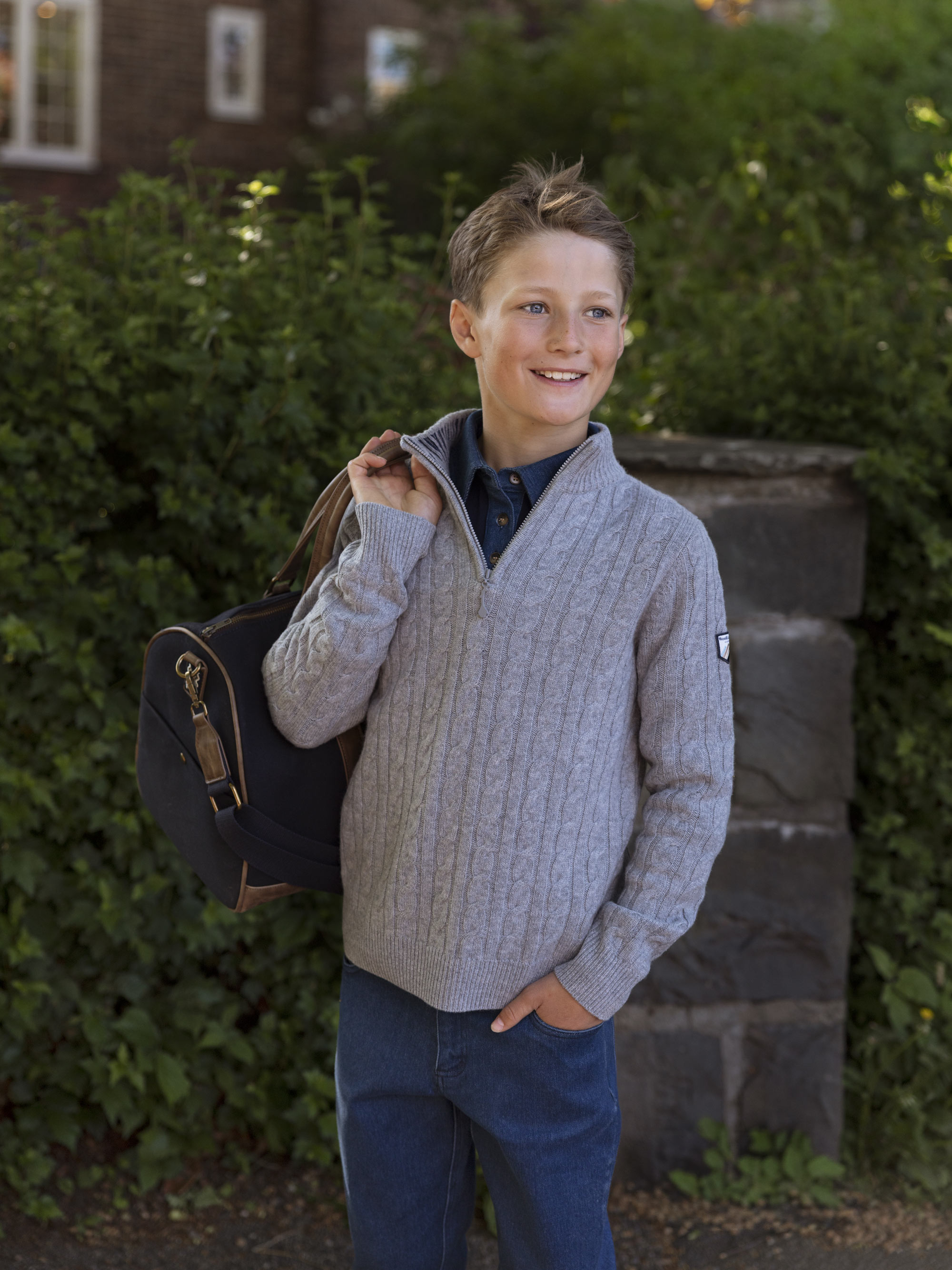 Kabelvåg Half-zip Wool Sweater  Grey Melange