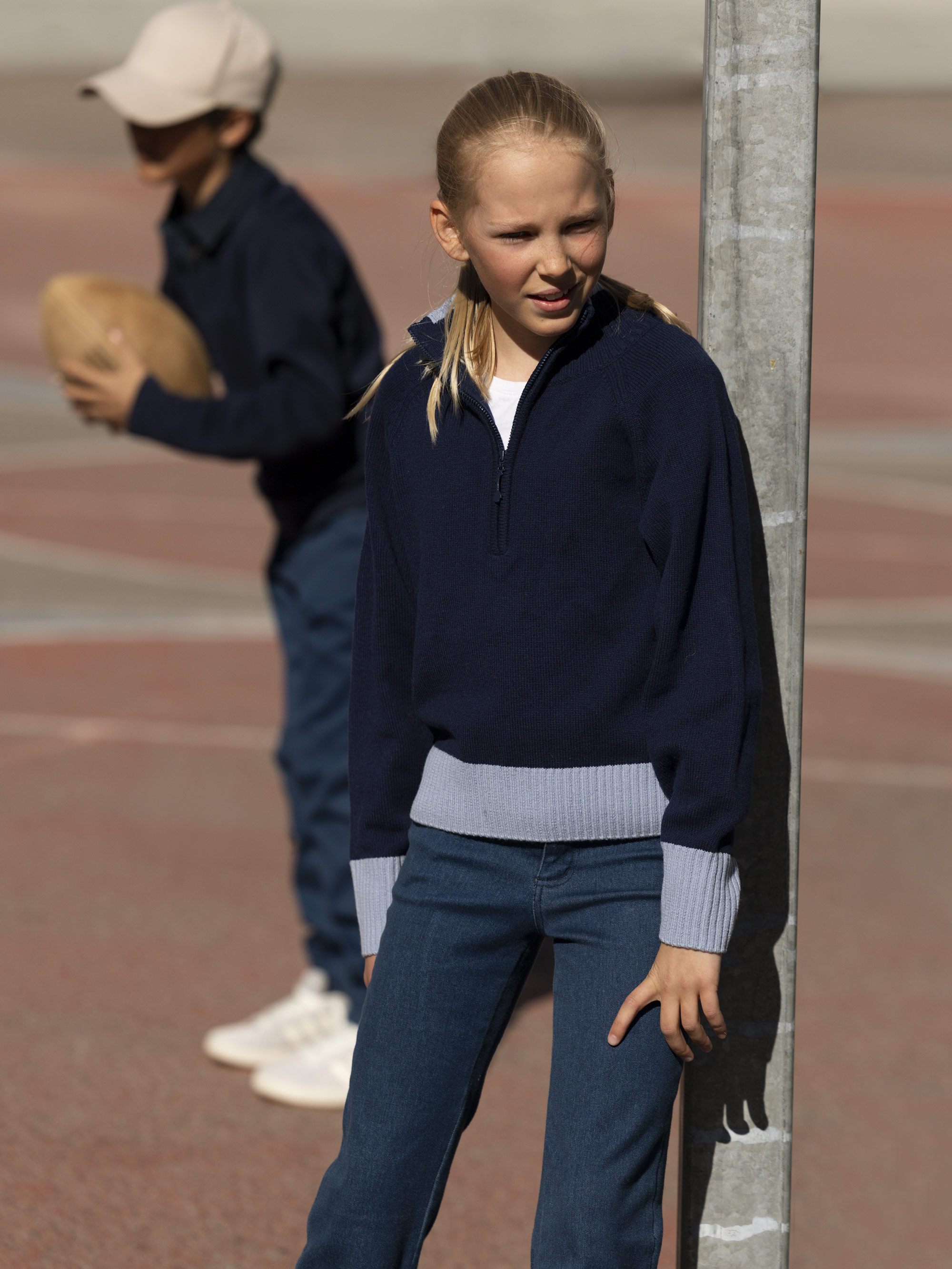 Eid Knitted Sweater Girl Dark Blue
