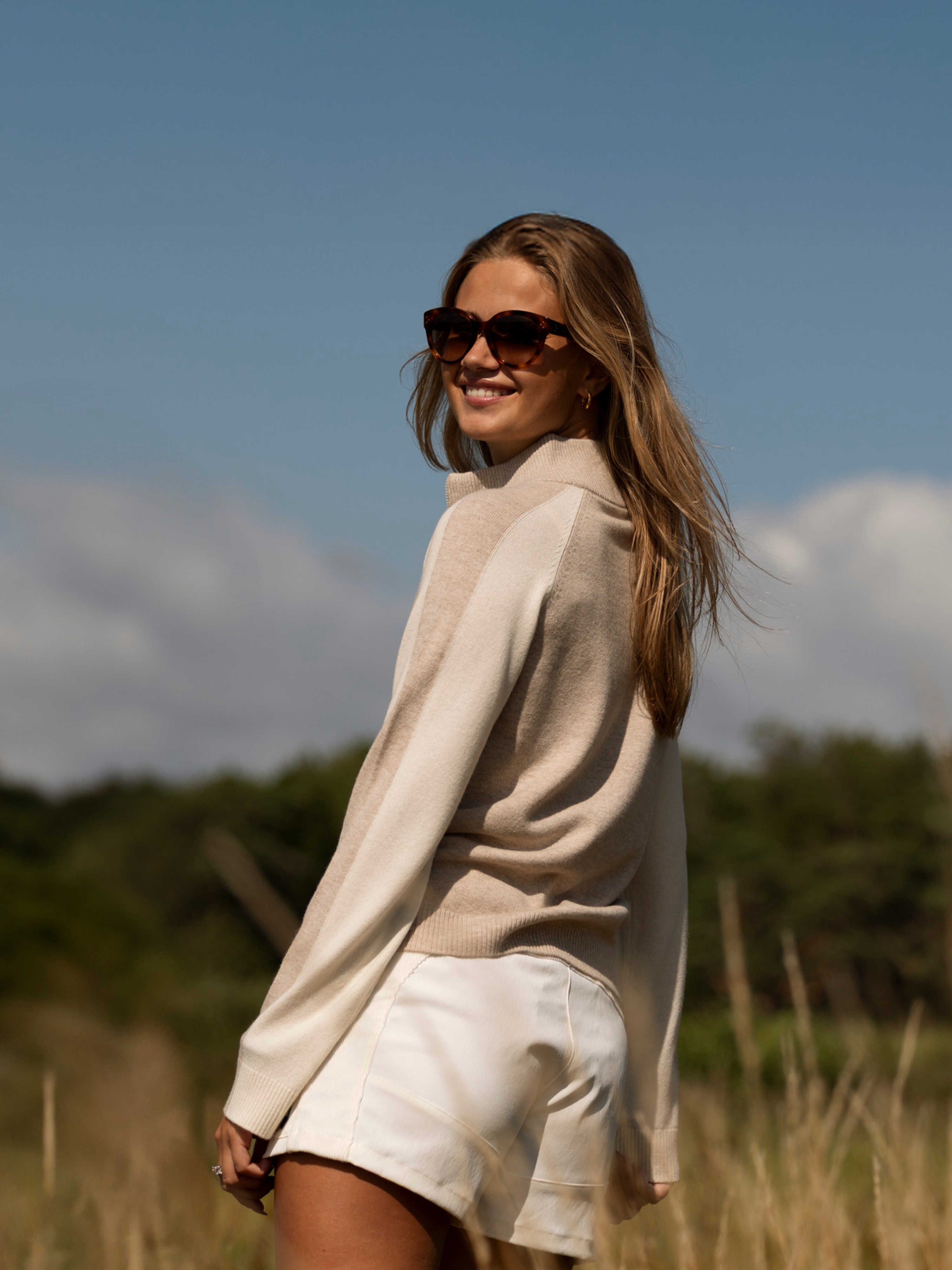 Risdalsfjellet Half-Zip Ullgenser Beige