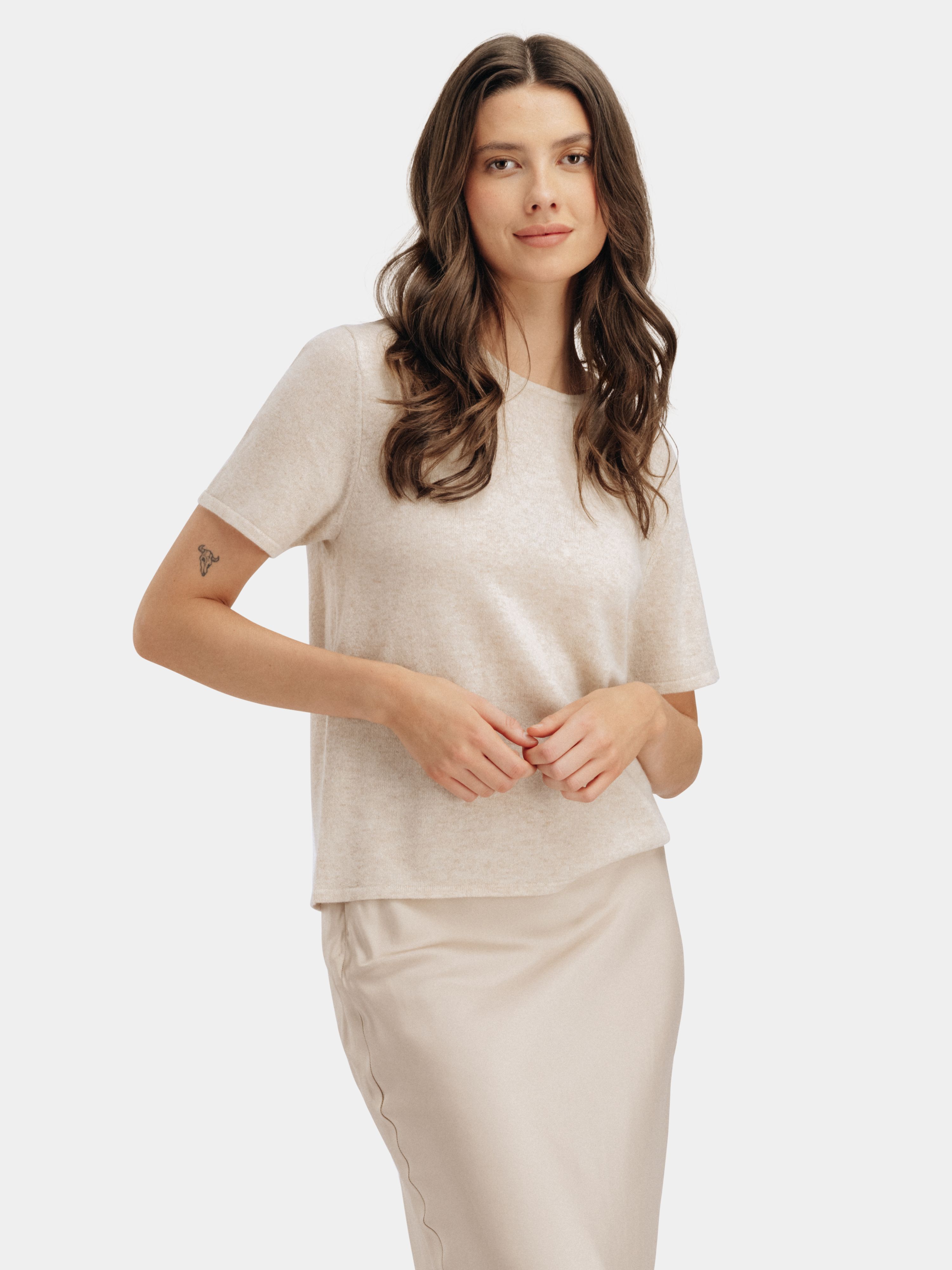 Loftet Cashmere T-Shirt Light Sand Melange