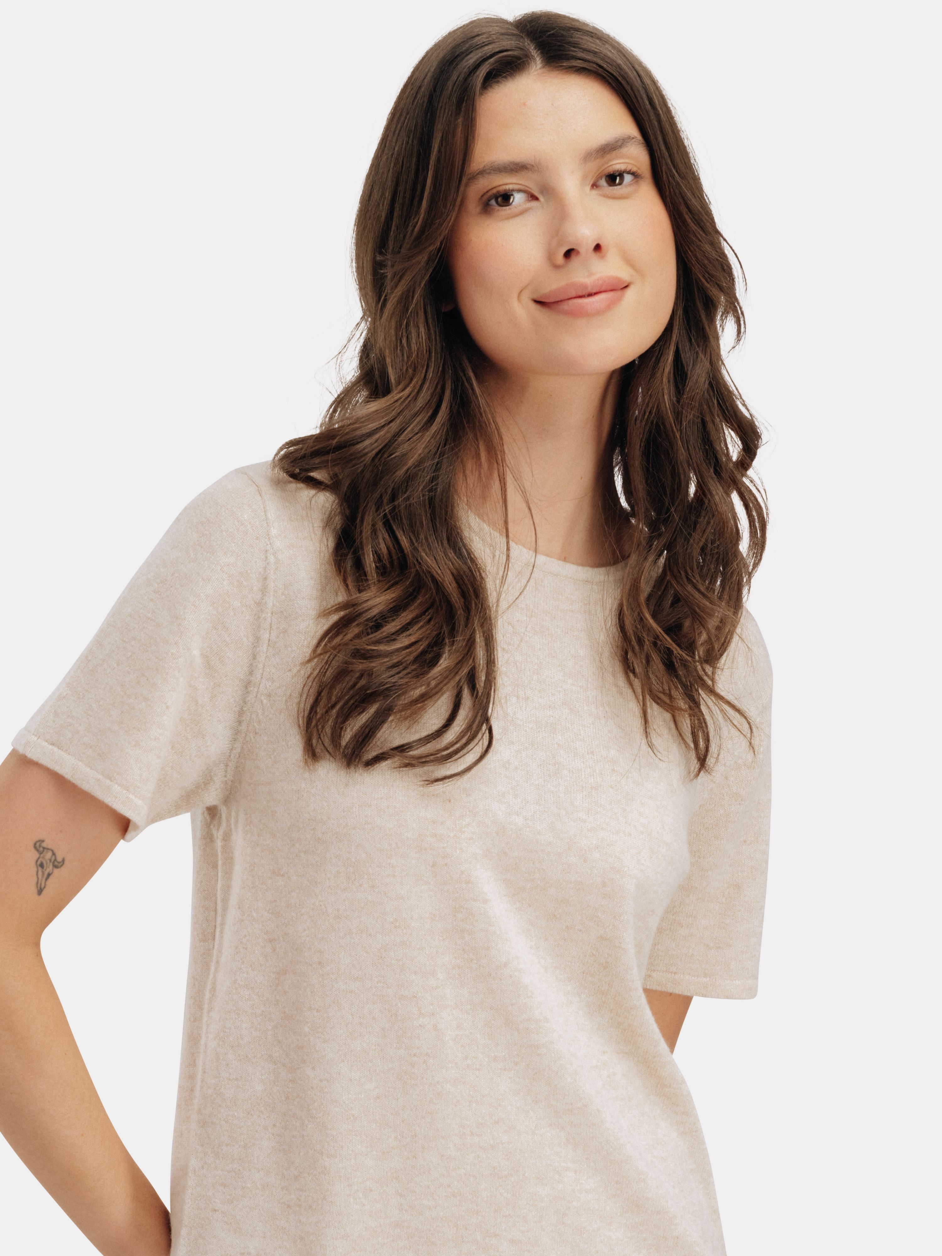 Loftet Cashmere T-Shirt Light Sand Melange