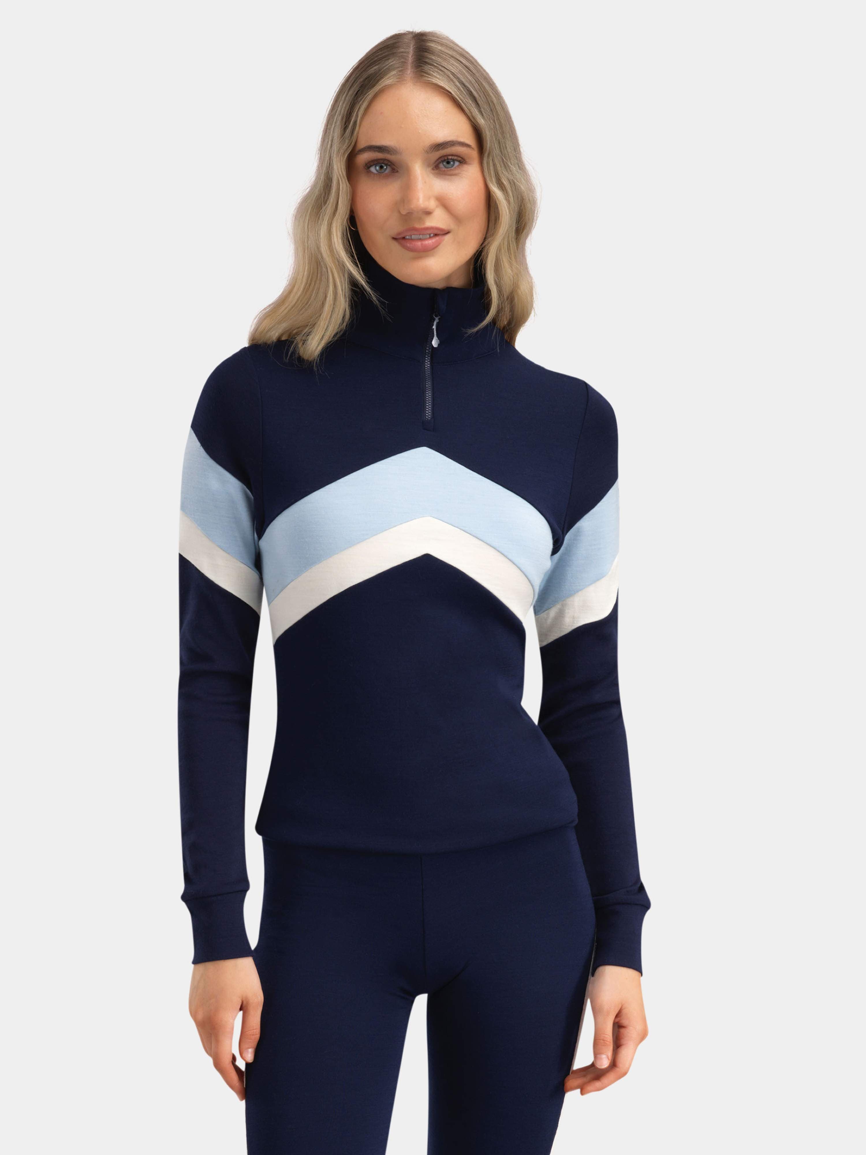 Vegglifjell Merino Half-zip Blue Ink / Snow White